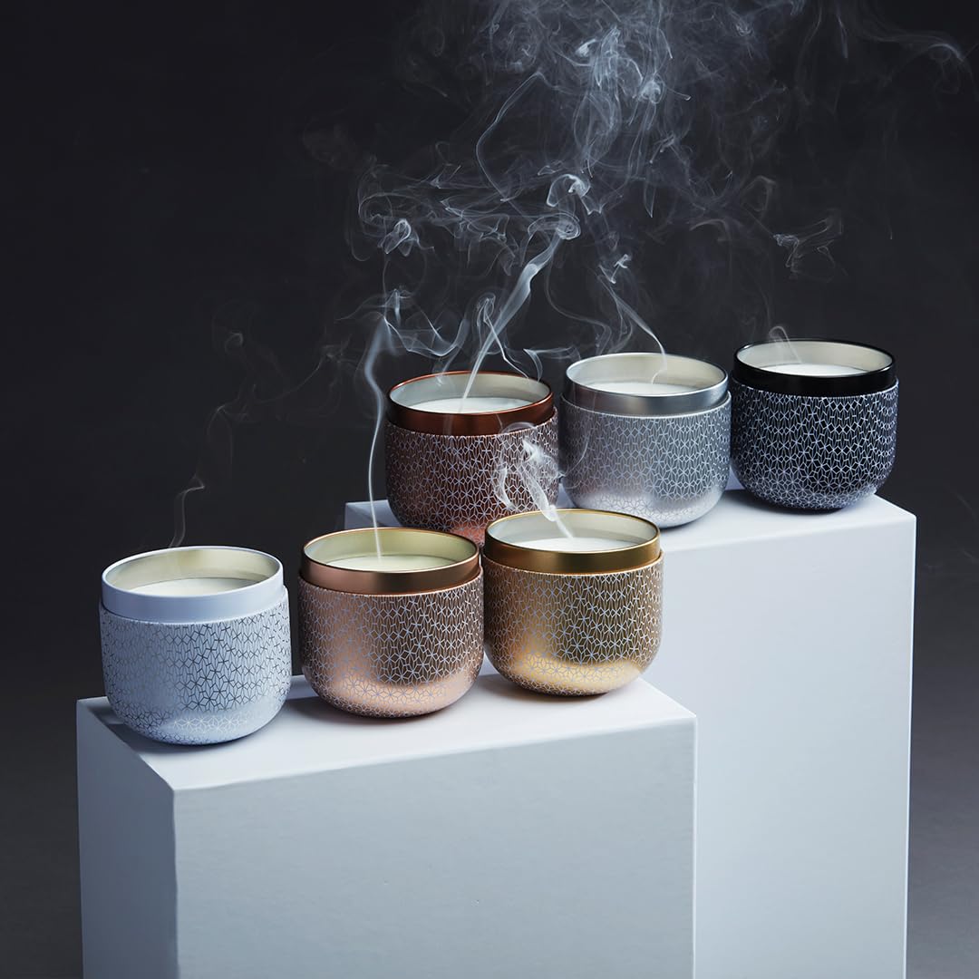 Capri Blue Scented Candle with Muse Tin Holder - Luxury Candles for Home Scented with Tropical Fruits & Sugared Citrus - Long Lasting Soy Wax Blend (Volcano, 12.5 Oz)