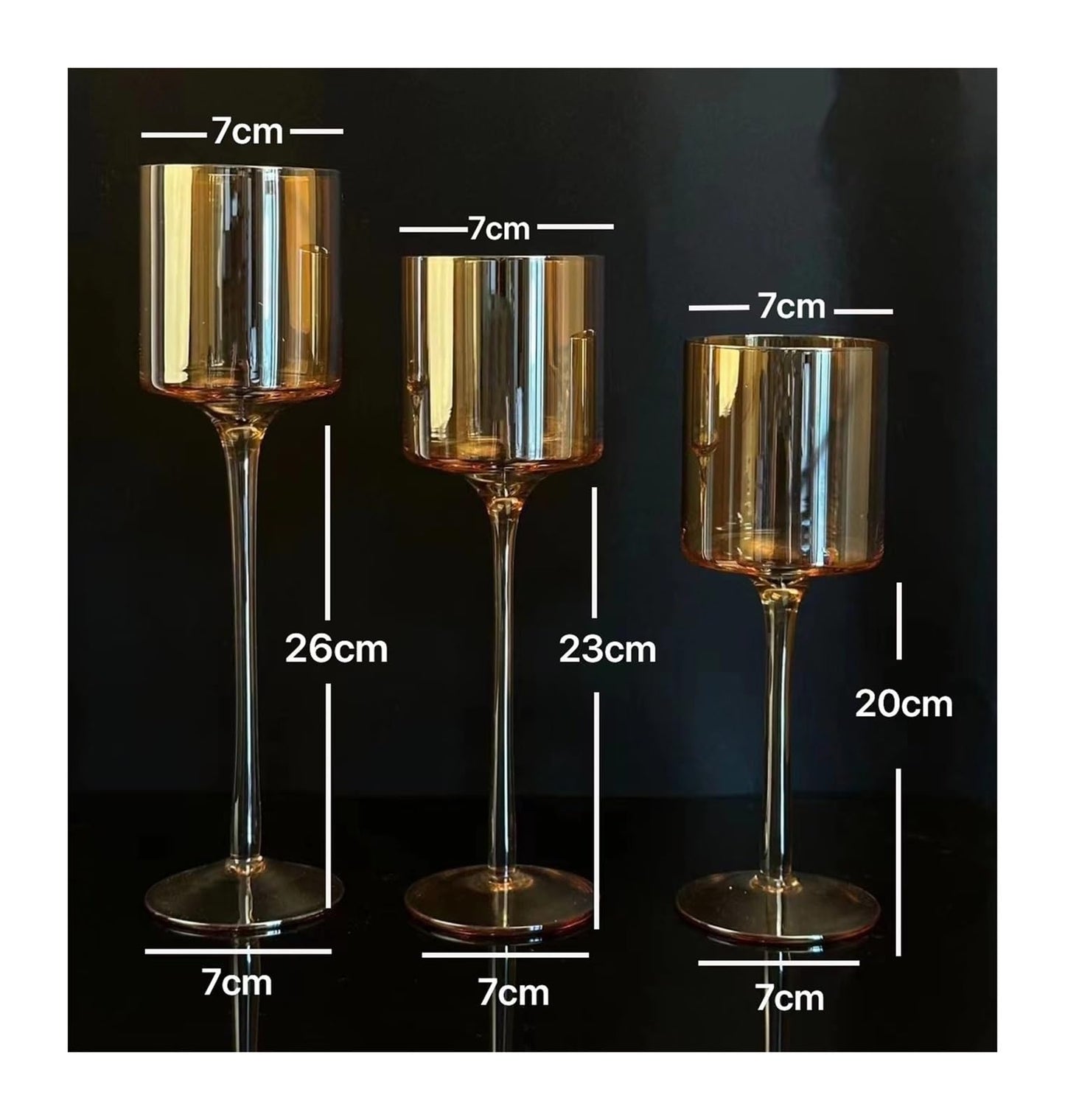 Glass Candle Holder For Table Centerpiece ,Set Of 3 Clear Tea Lights Candle Holder For Table Centerpiece, Elegant Clear Long Stem Candle Holders For Pillar Candles, Floating Candle Holder For Party(Si