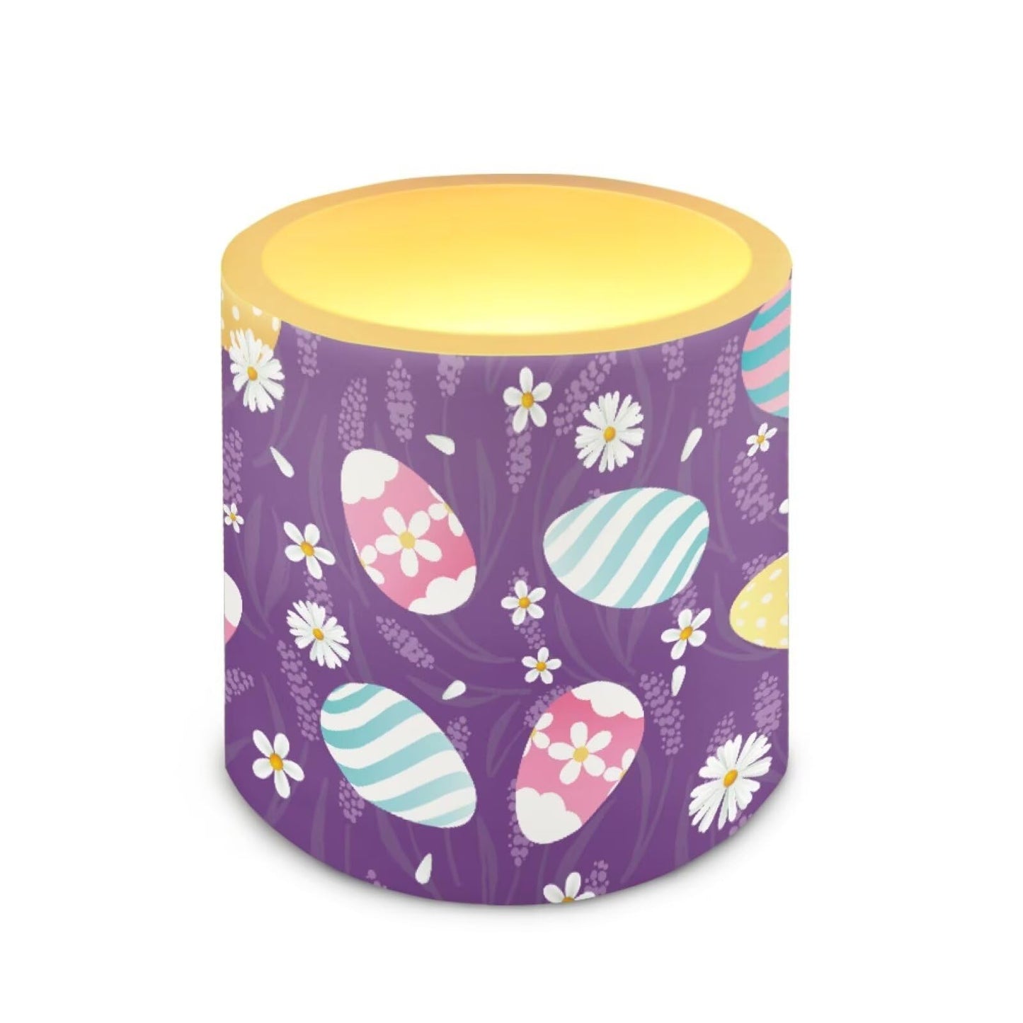 Merkmak Daisy Easter Egg Flameless Candles with Remote Battery Operated Candles with Timer 4 Pack Flameless Pillar Tea Lights Bulk for Indoor Outdoor Easter Day Party Decorations