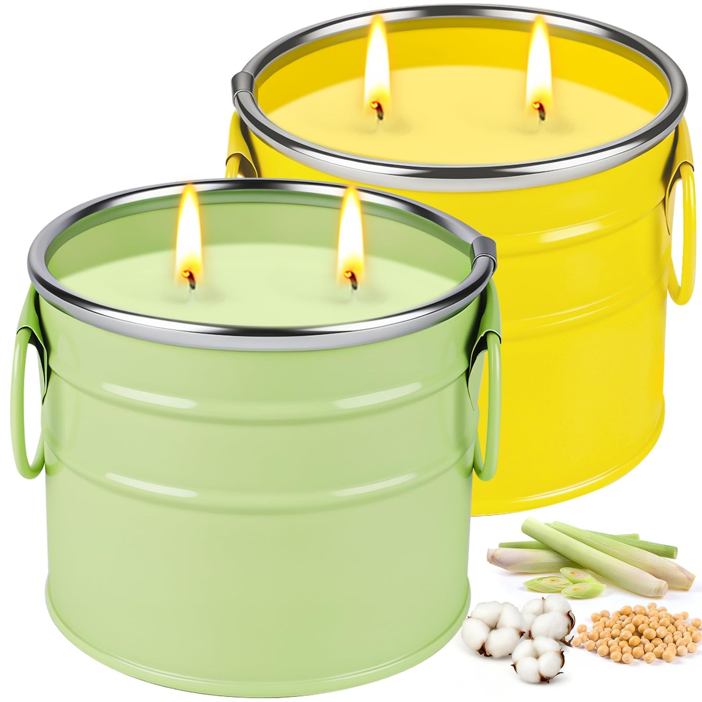 Citronella Candles Outdoor,2 Pack 20oz Large Soy Wax Lemongrass Candles,Summer Outside Decorative Jar Scented Candles for Outdoor Patio,Garden,Balcony,Backyard & Camping