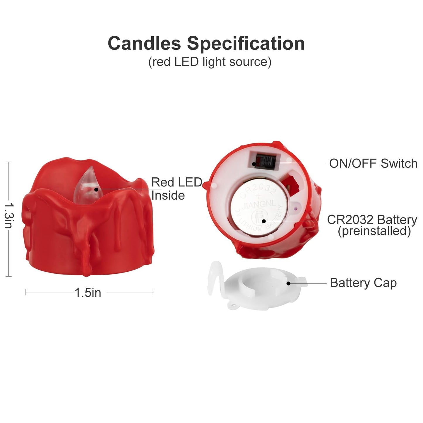 Windshell Red Flickering Flame Tealight Candles with 6H Timer (No Remote), Battery Operated Flameless Tea Lights with Melting Design, for Valentine's Day Christmas Wedding Party, 12 Pack