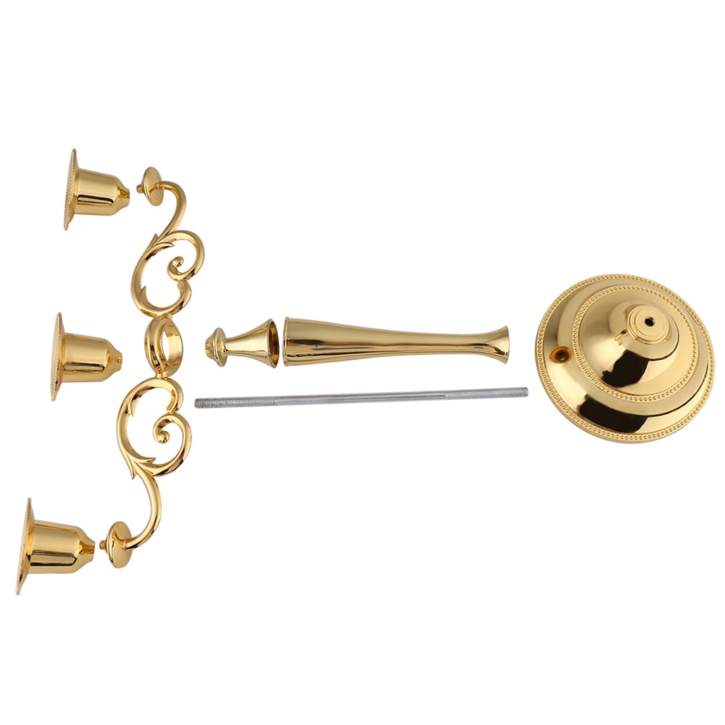 Sonew Premium 3 Arms Metal Candle Holder European Candelabra for Weddings & Home Decor (Gold)