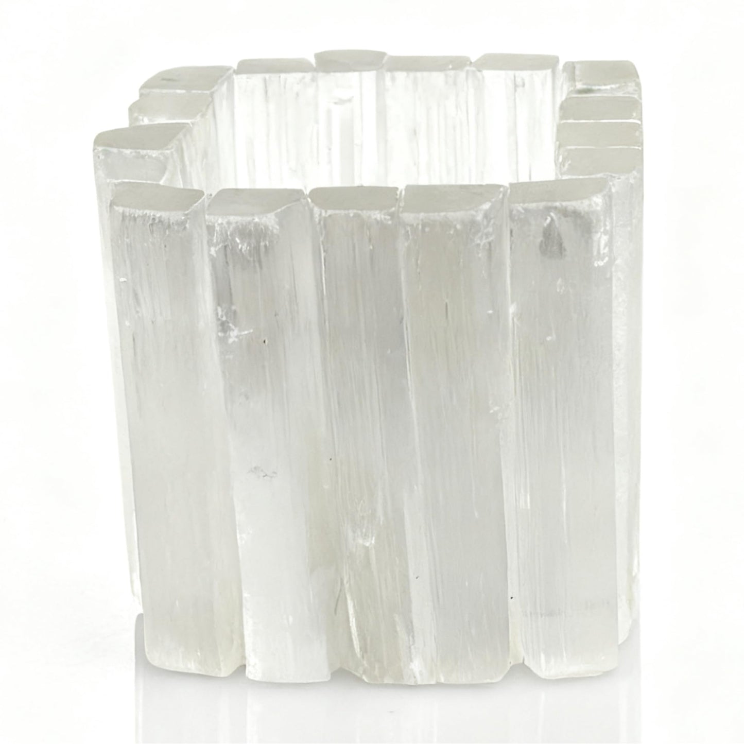 Selenite Tea Light Holder, Natural Selenite Crystal Candle Holders with Different Shapes, for Home Decor, Meditation, Yoga, Reiki, Gifts (Square Regular Cup)