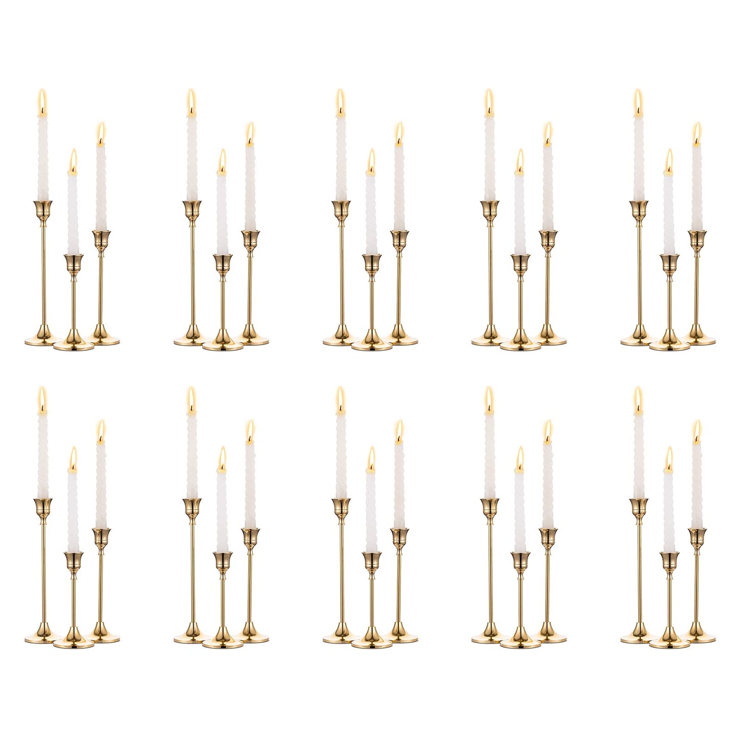 Nuptio Candlestick Candle Holders 30 Pcs Candle Stick Holder Gold Taper Candle Holder Candle Stand for Wedding Party Thanksgiving Halloween Birthday Mantel Baby Shower Table Centerpieces Decor