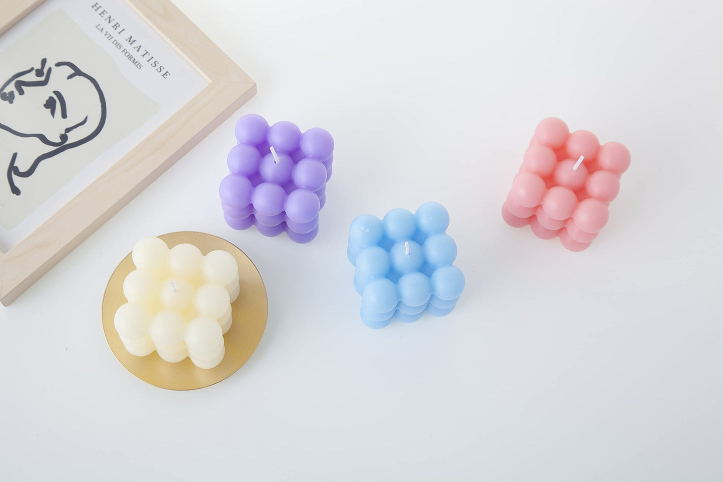 Carol Cao Bubble Candle - Cube Soy Wax Candles, Home Decor Candle, Scented Candle Set 1 Pieces, Home Use and Gifting (Pink) Christmas Gifts