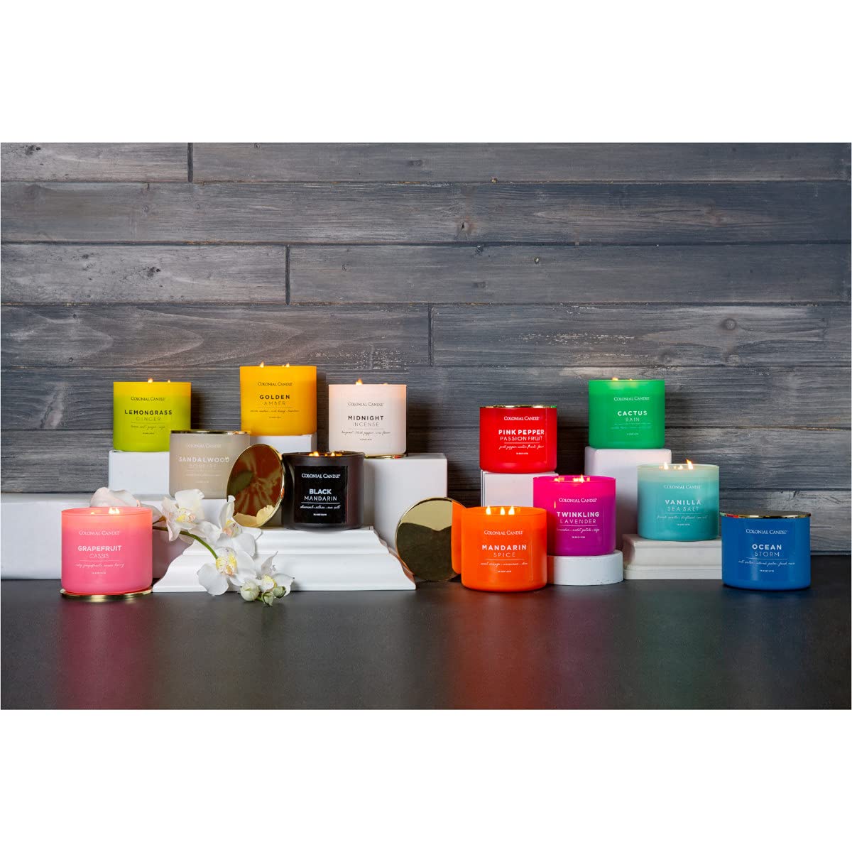 Colonial Candle Ocean Storm Scented Jar Candle, Pop of Color Collection, 3 Wick, Blue, 14.5 oz - Up to 60 Hours Burn
