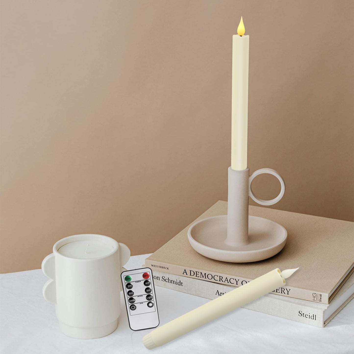 24-Pack Flameless Taper Candles, 9.25 Inch Battery Operated LED Candlesticks with Remote & Timer - Realistic Flickering Flame, Warm Ivory, Safe Smokeless for Wedding Christmas Church Party Home Decor