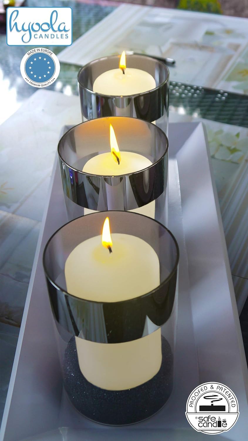HYOOLA Ivory Pillar Candles 2x3 Inch - 12 Pack Unscented Bulk Pillar Candles - European Made