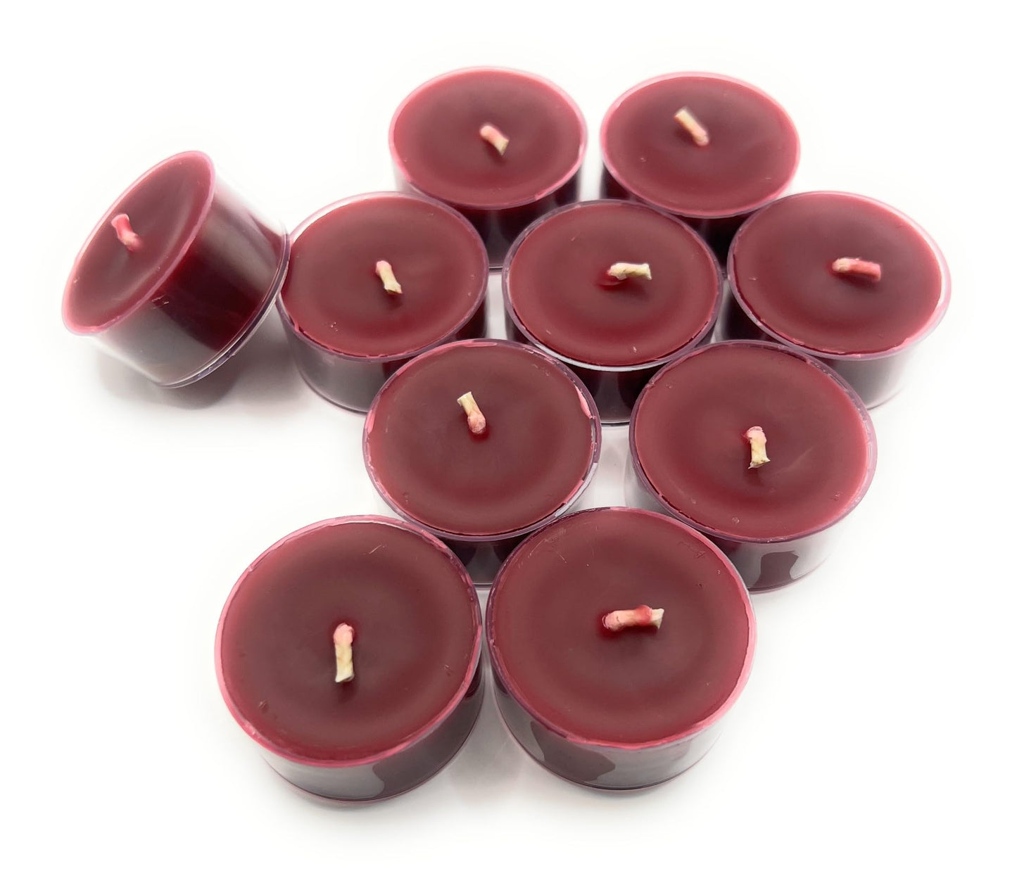 Allnations Candle Co. 100% Beeswax Tealight Candles. 4 to 5 Hours Long Burn Each - for Home, Rituals, Prayer, Party, Room Table Decoration - Unscented - Smokeless -10pcs (Burgundy)