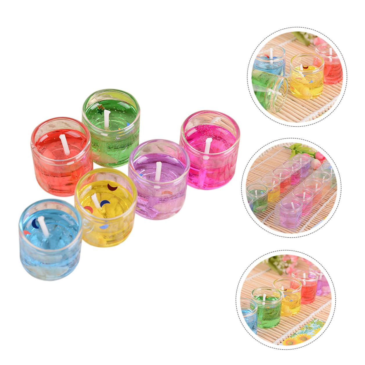 TOVINANNA 6pcs Romantic Gel Wax Candles for Valentine's Day Candlelight Dinner Portable and Evenly Burning Heart-Shaped Votive Candles for Birthdays