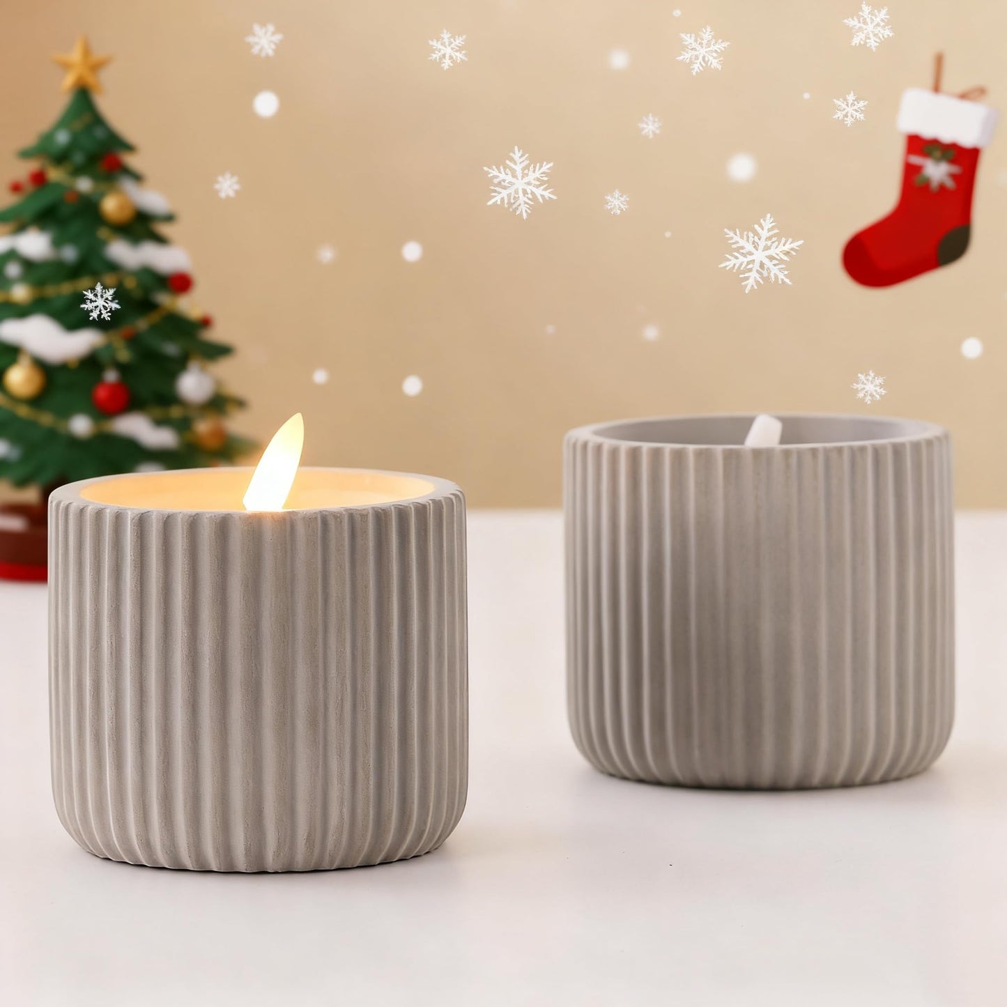 XMHBCSM Flameless Christmas Candles,2 Pack Christmas Decorations Flameless Candles Battery Operated Candles for Christmas Home Decoration