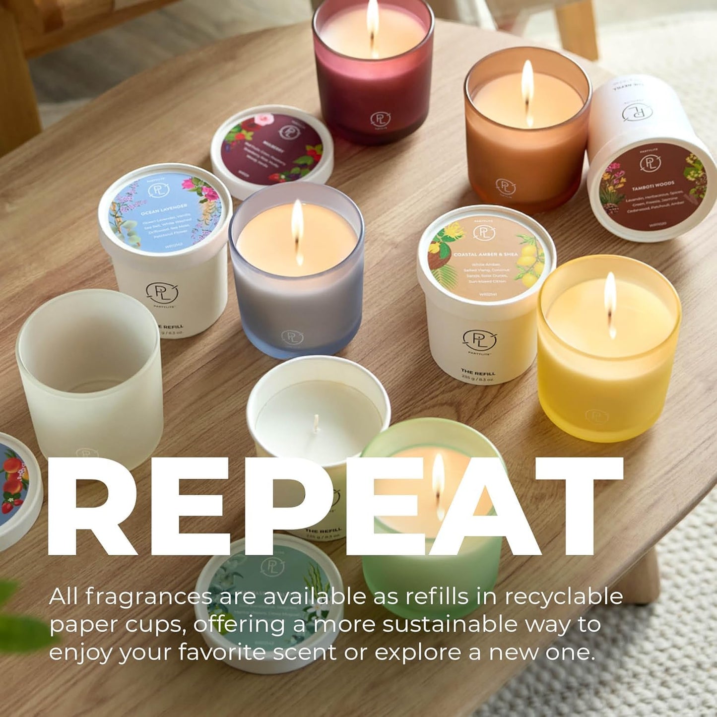 PartyLite Cozy Amber & Wool Scented Candle Refill, Notes of Whipped Vanilla & Soft Suede with Cozy Musk, 10oz 1-Wick Aromatherapy Candle, Upto 40 Hours of Luxury Fragrance, Sustainable Premium Soy Wax