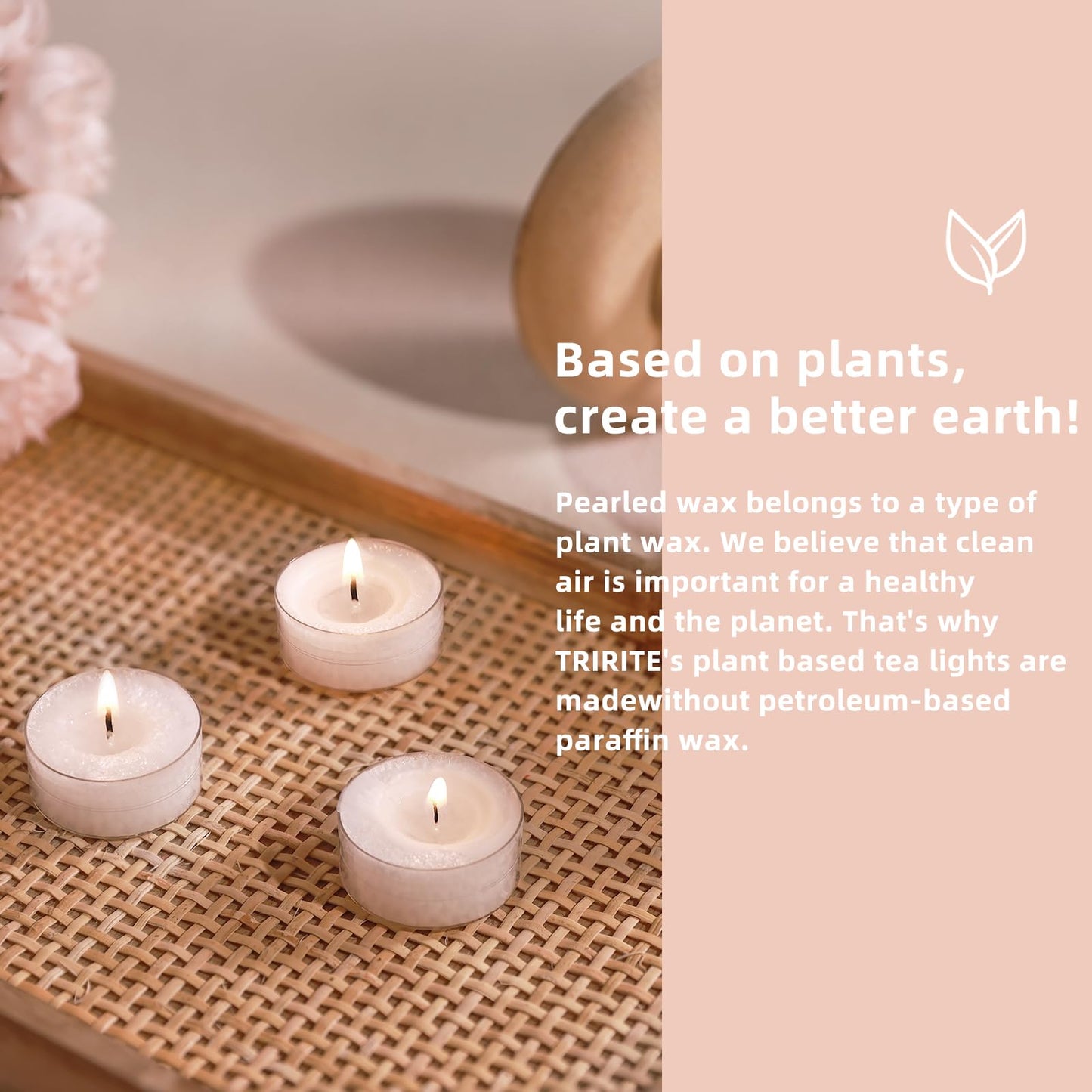 24 Pack Unscented White Tealights Candles, 5 Hours Tea Lights Plant Wax Mini Votive with Cotton Wick for Home,Meditation,Pool,Wedding,Emergencies,Parties, Spas