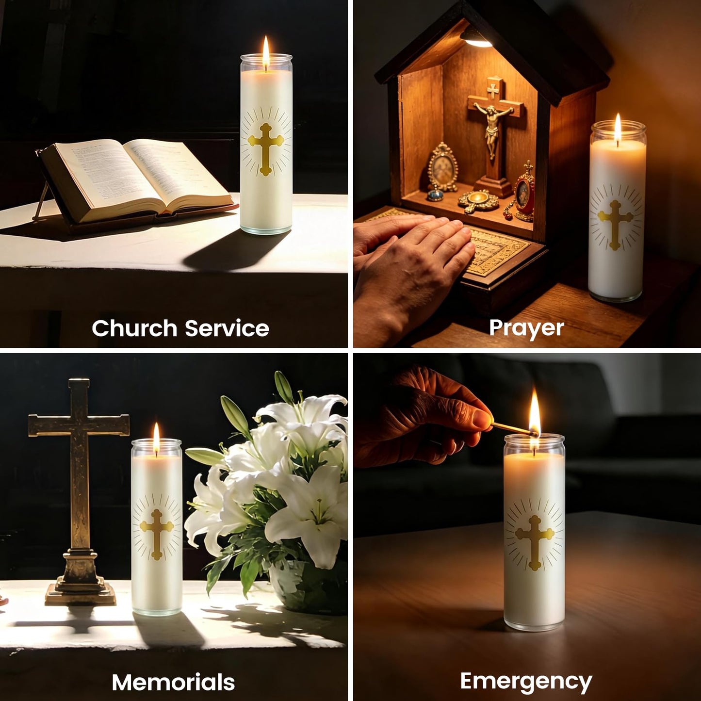 ARQRHTLY 6 Pcs Natural Soy Wax Prayer Candles 7 Day Devotional Candle in Glass 100 Hours Long Burn Time Religious Catholic Christian Spiritual Decor for Memorials Vigil Church Home Altar Bless Novena