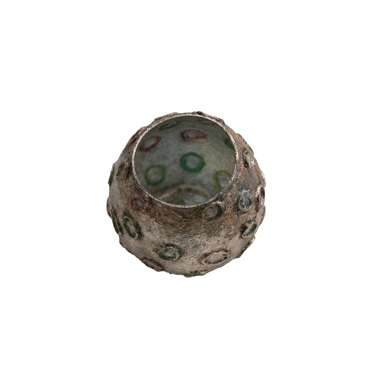 Creative Co-Op Dots Glass Tea Light Votive Holder, Brass