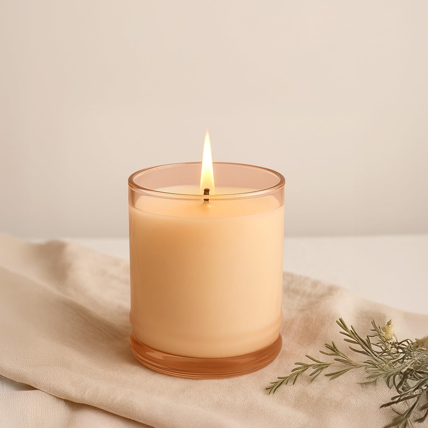 Lifescapes Scented Glass Candle - Peach & Basil, 160g | 28 Hours Approximate Burn Time | Premium Tumbler Design for Home Decor and Relaxation