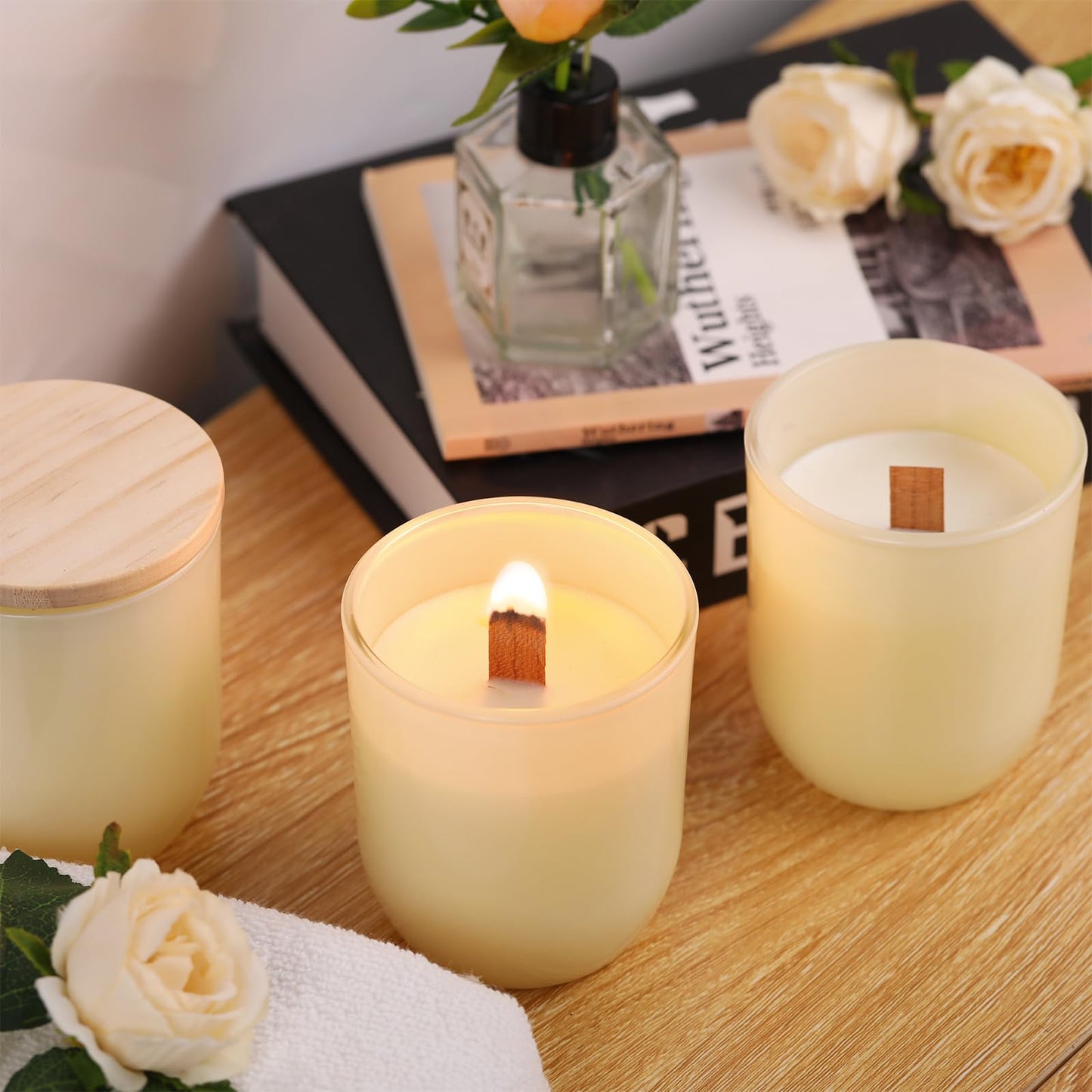 LETINE White Candle Jars 8 oz - 12PCS Glass Candle Vessels with Lids for Candle Making Supplies, Home Storage & Wedding Gifts | Versatile Candle Containers for Making Candles & DIY Crafts