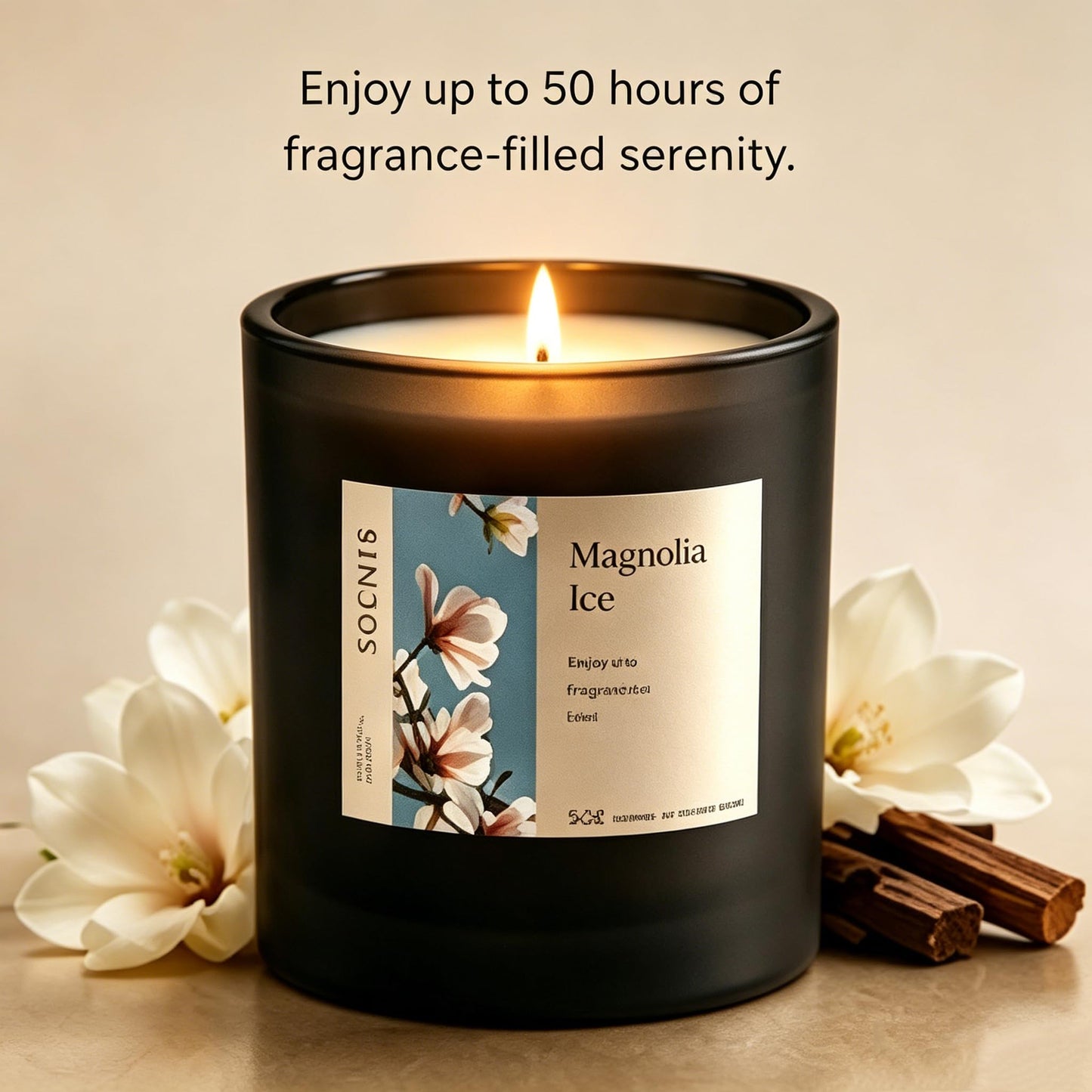Scented Candle for Sleep & Relaxation, Magnolia Sandalwood Soy Candle, Long Lasting 50 Hour Burn, Floral Woody Home Aromatherapy Candle for Bedroom, Yoga, Bath Self Care & Gifts
