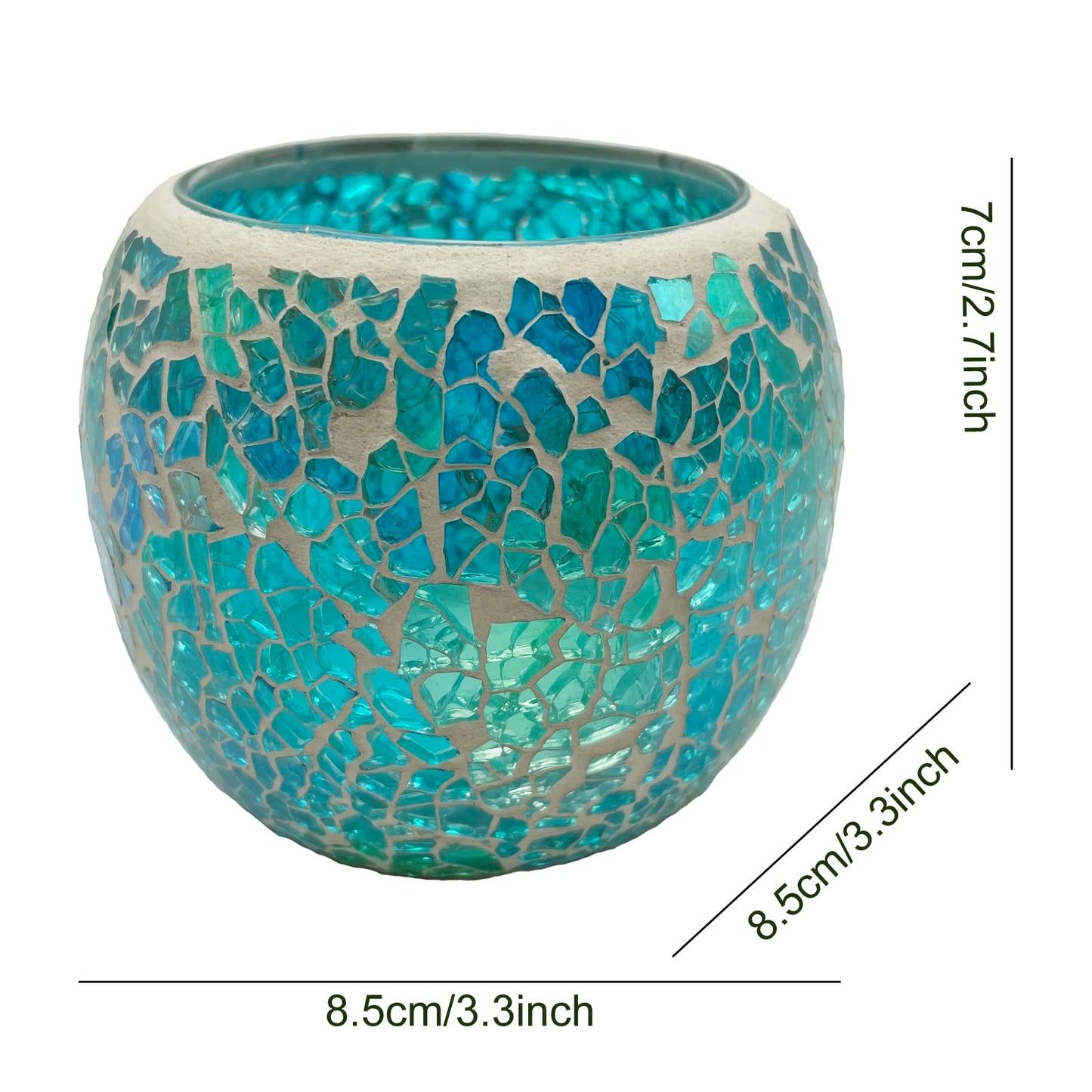 FlyEgg Romantic Mosaic Cracked Candle Holder,Candle Lamp Aromatherapy Candlescape Bowl for Valentine's Christmas Table Centerpiece,Party Decoration (Blue)