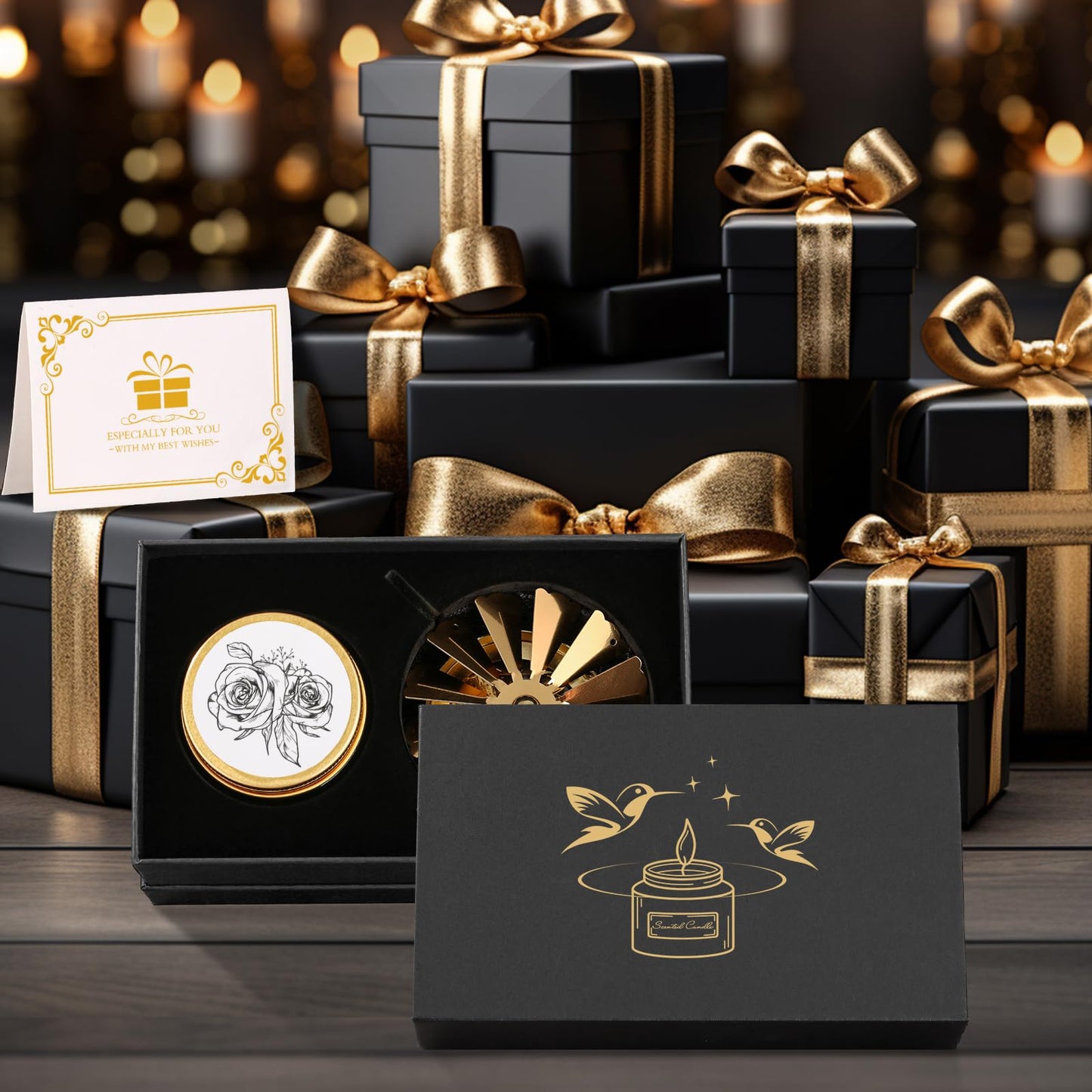 Mothers Day Gifts for Mom from Daughter - Rotating Hummingbird Scented Candles for Women Birthday - Rose Soy Wax Gift Set
