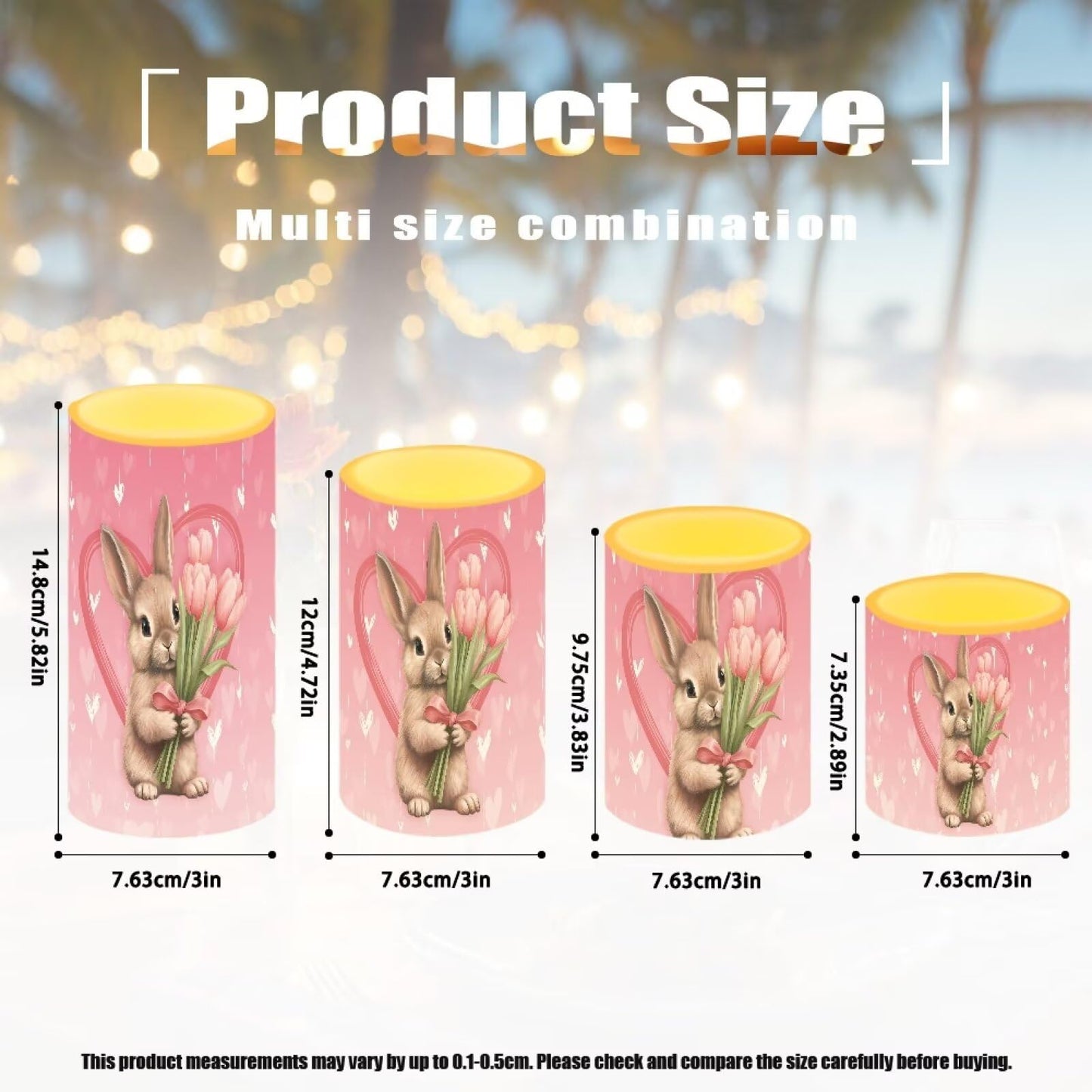 NETILGEN Easter Day Decorative Flameless Electric LED Pillar Candles Lamps with Remote Timer Control Long Lasting, 4 Pcs, Tulips Flowers Bunny