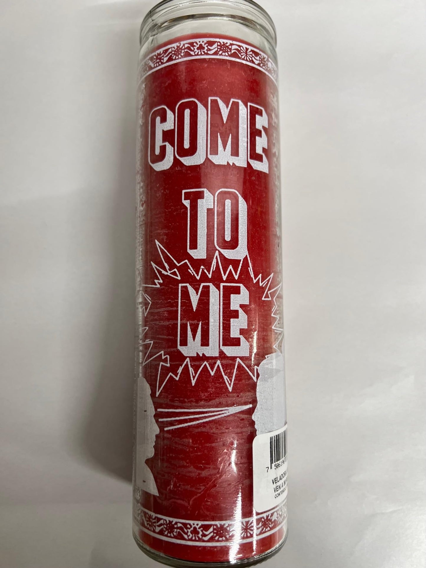 Come to Me Red Unscented Candle in Glass Silkscreen (Ven A Mi)