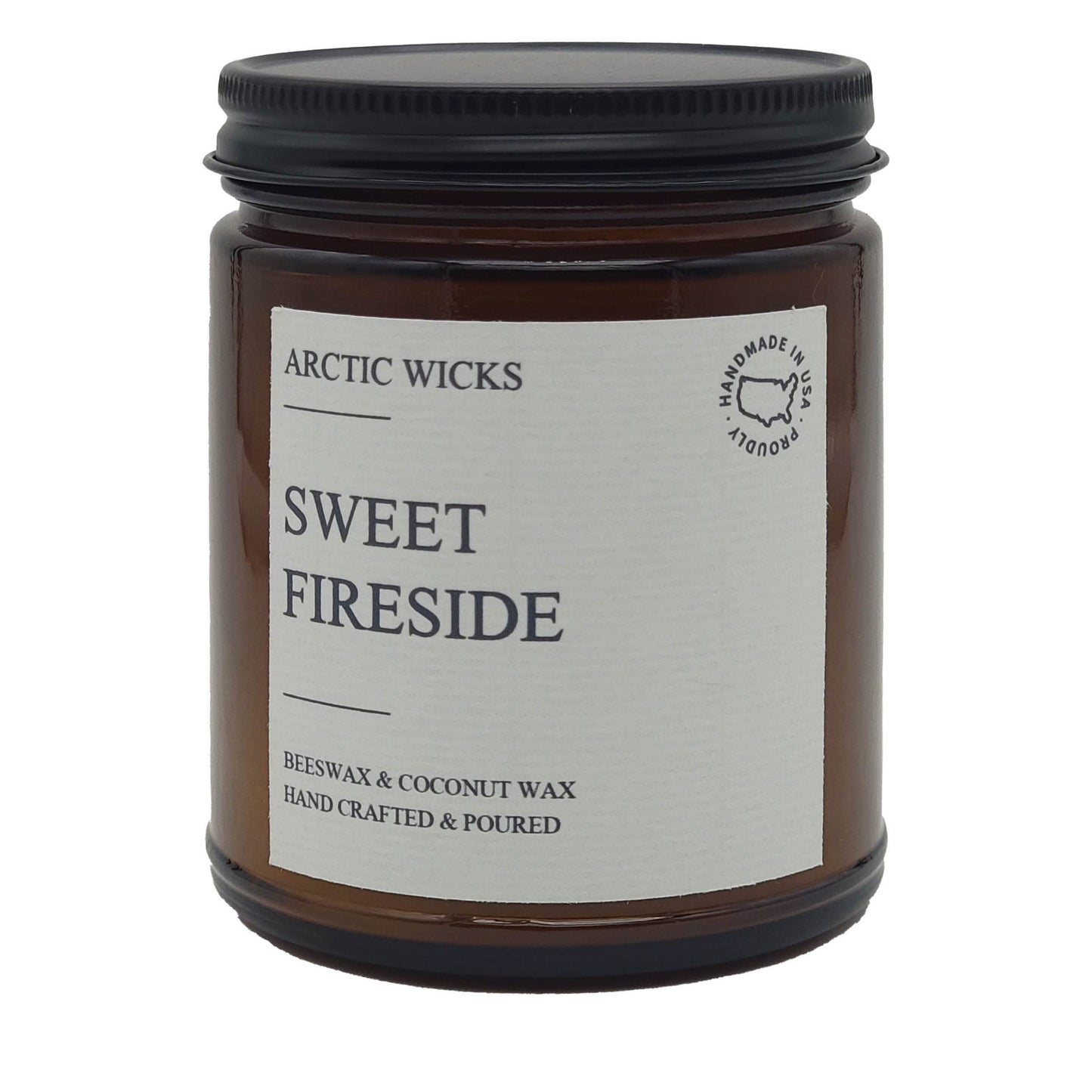 Arctic Wicks Scented Coconut Beeswax Candles | Coconut Beeswax Non Toxic Candle 9oz Amber | Farmhouse Candles Non-Toxic Clean Burn 100% USDA Certified Biobased (Sweet Fireside)