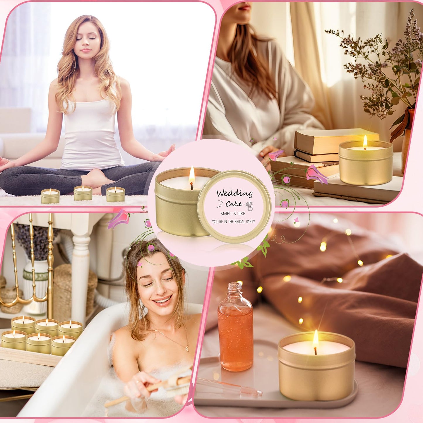 Conelist 8 Pcs Bridesmaid Proposal Gifts Smells Like You're in the Bridal Party Candles Bridesmaid Gifts Natural Soy Wax Candles for Best Friends(Pink,Classic)