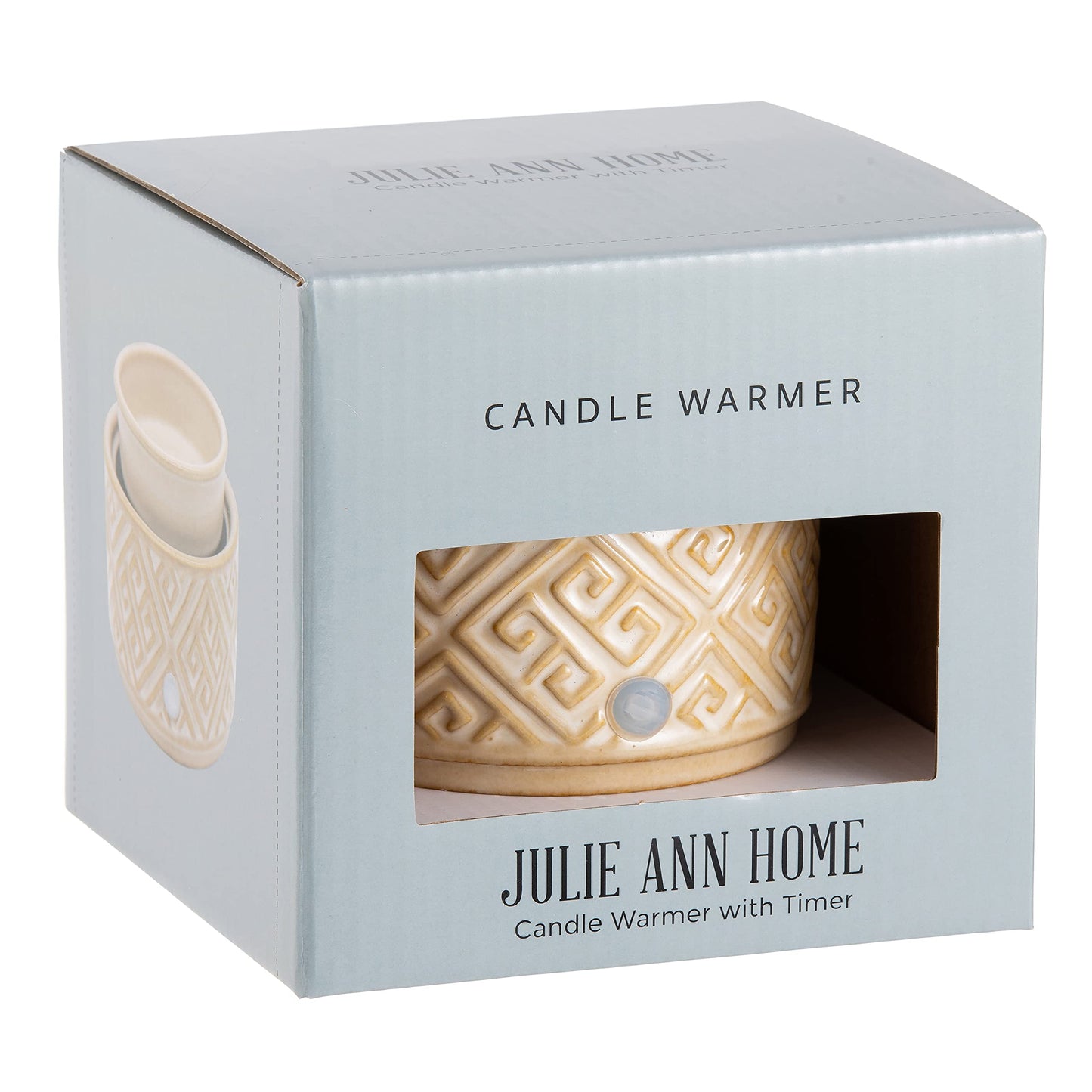 Ceramic Candle Warmer Electric with Safety Timer | 2-in-1 Automatic Plug in Fragrance Warmer for Scented Wax Melts and Jar Candles | Decorative Air Freshener with Removable Dish, Sandstone Meander