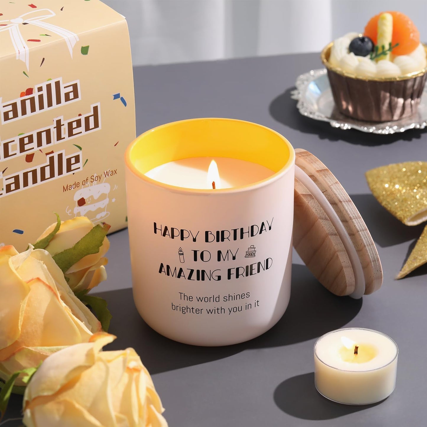 HAVITI Birthday Candle for Women, Vanilla Sugar Scented Candles Soy Wax 8OZ, Luxury Happy Birthday Candle Friend, Mom Sisiter Her Men