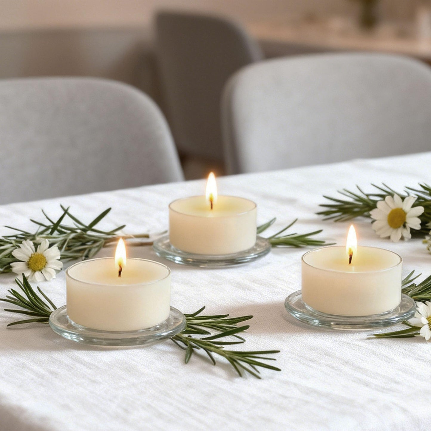 Jasmine Scented Tealight Candles, 12 Pack White Holiday Tea Lights with Clear Cups | Long-Lasting for Seasonal Home Decor,RDIVJA