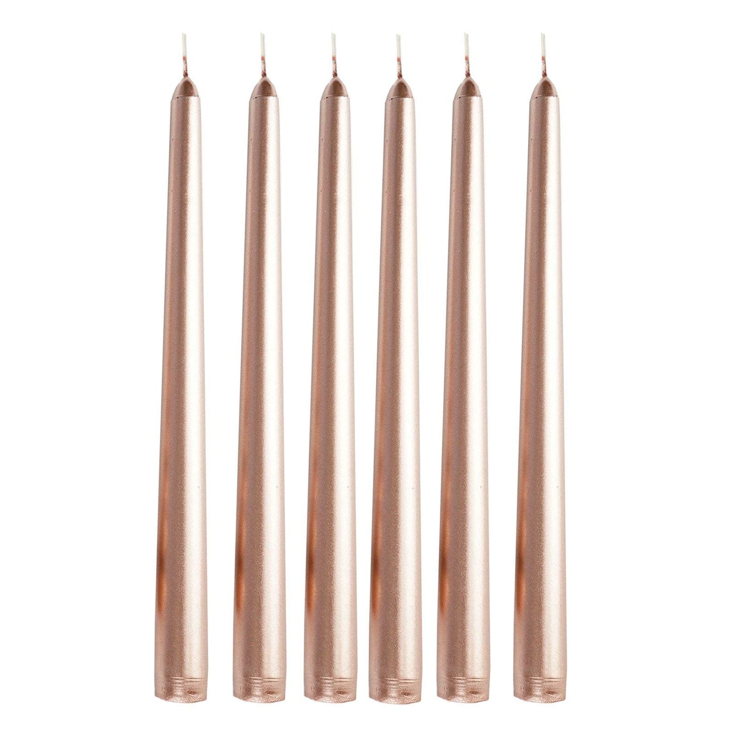 Tableclothsfactory 10" Tall Premium Quality Dripless Unscented Rose Gold Taper Candles Wedding Dinner Candles Set of 12