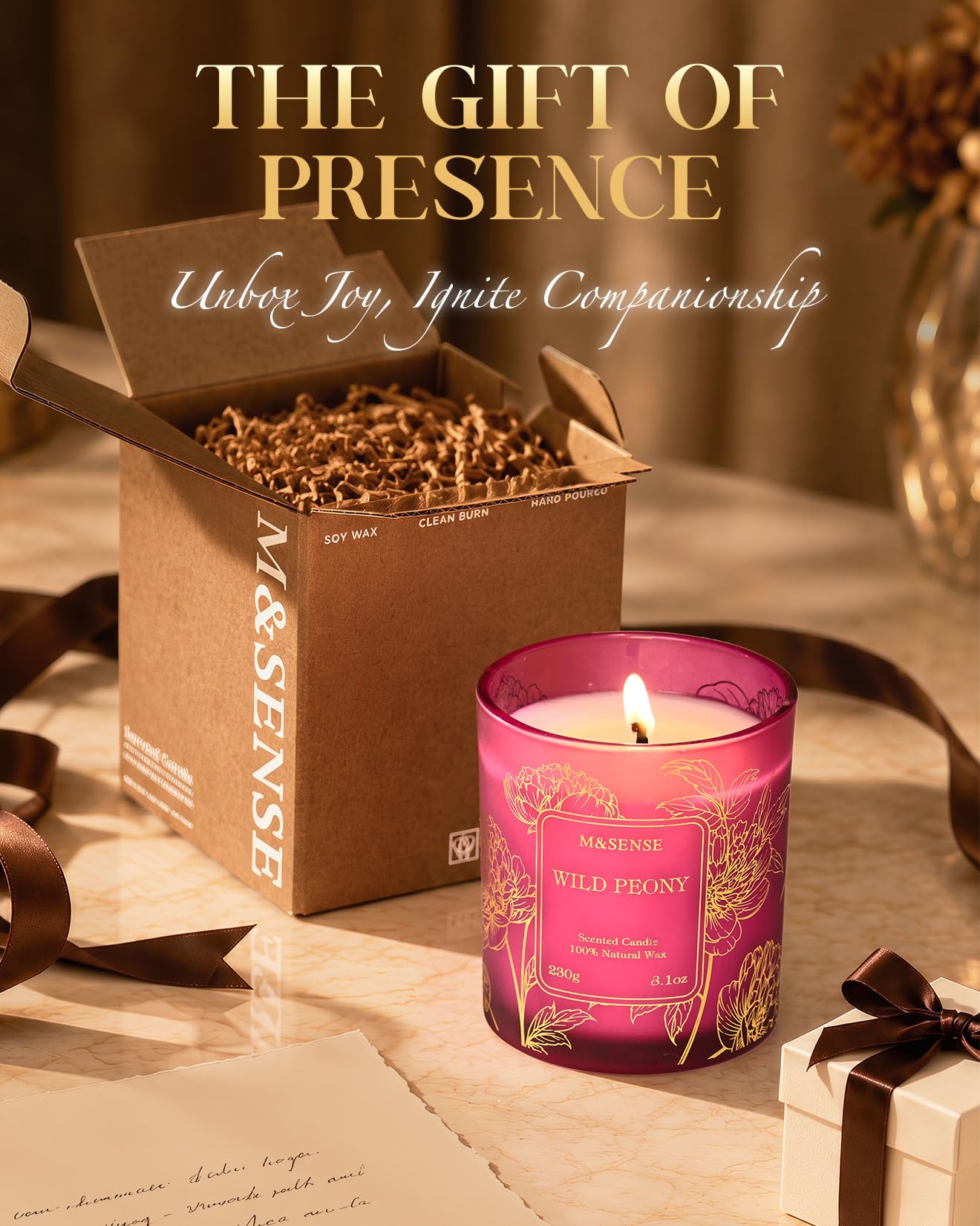 M&SENSE Mango Green Tea Soy Candle, 8.1oz 42H Slow Burning Non Toxic, Tropical Tea Aromatherapy, Summer Relaxation Gift