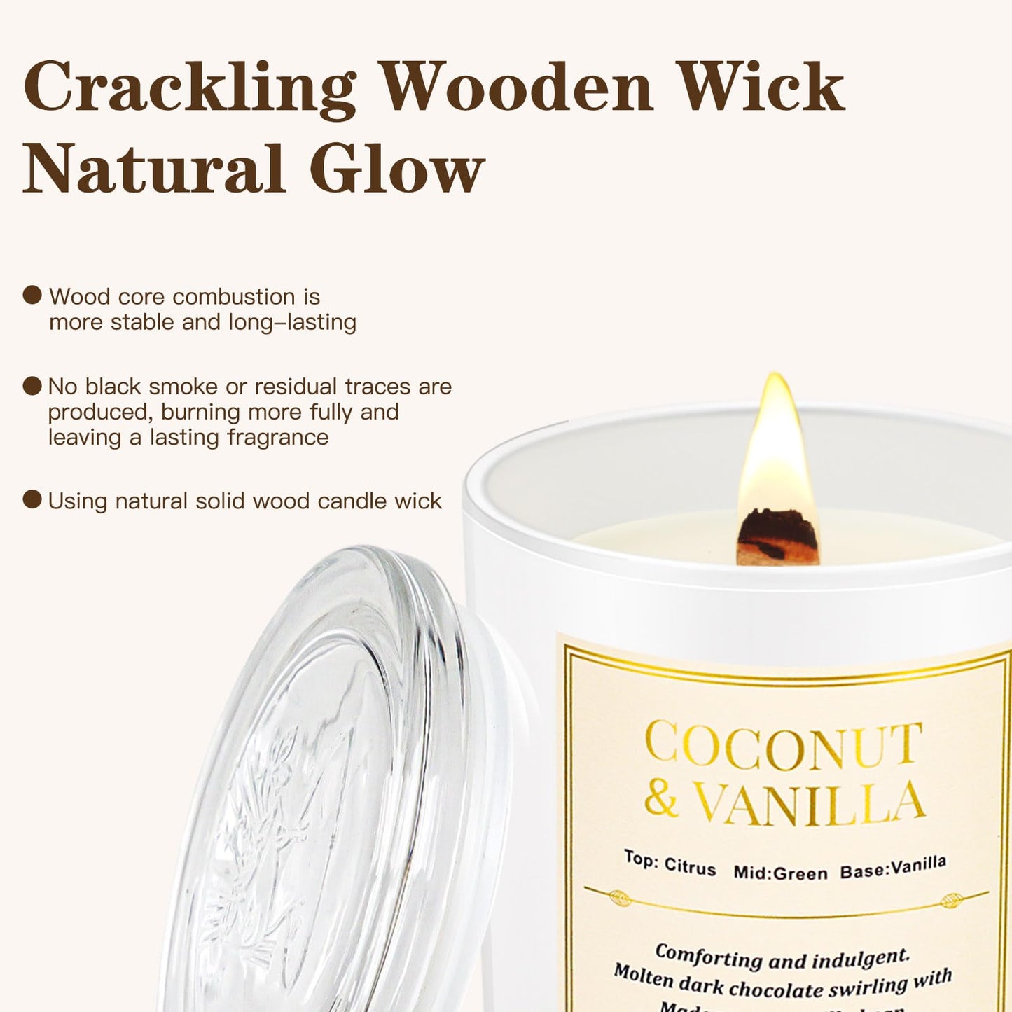 2 Pack Wood Wick Coconut & Vanilla Candle Gift Set β Long Lasting Soy Wax Candles with Gift Boxes, Holiday Aromatherapy Candles for Home Decor & Holiday Gifts