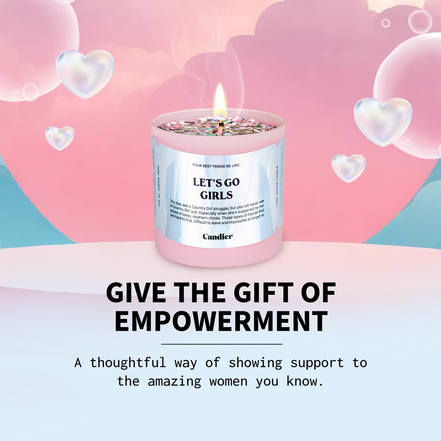 Let’s Go Girls Candle, Scented Phthalate-Free Soy Candles with 60+ Hours Burn Time, Vegan Cruelty-Free Pink Candle for Any Occasion, Candles for Women - Candier