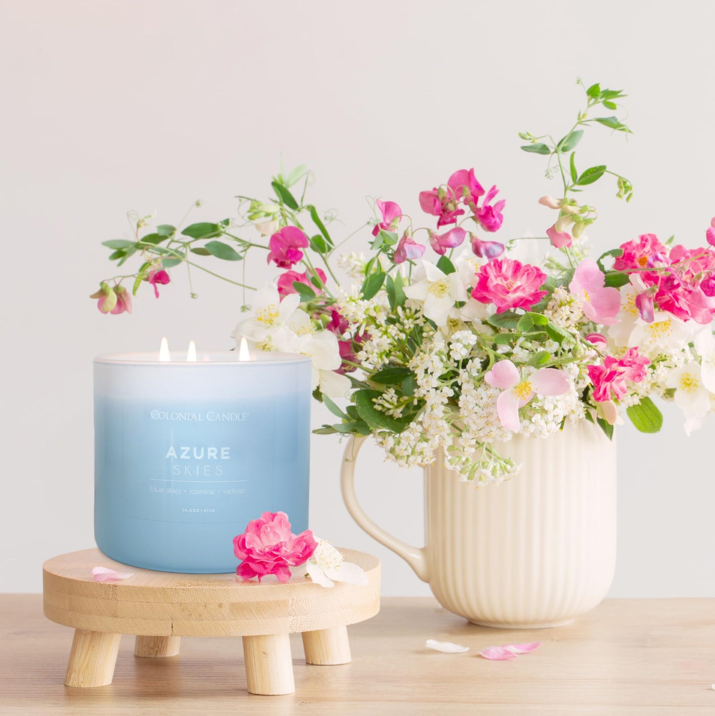 Colonial Candle Azure Skies Scented Jar Candle, Pop of Color Collection, 3 Wick, 14.5 oz - Up to 60 Hours Burn