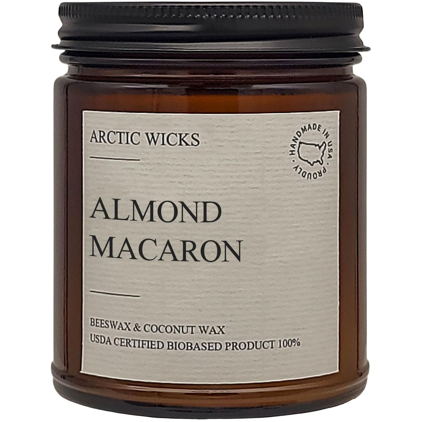 Arctic Wicks Scented Coconut Beeswax Candles | Coconut Beeswax Non Toxic Candle 9oz Amber | Farmhouse Candles Non-Toxic Clean Burn 100% USDA Certified Biobased (Almond Macaron)