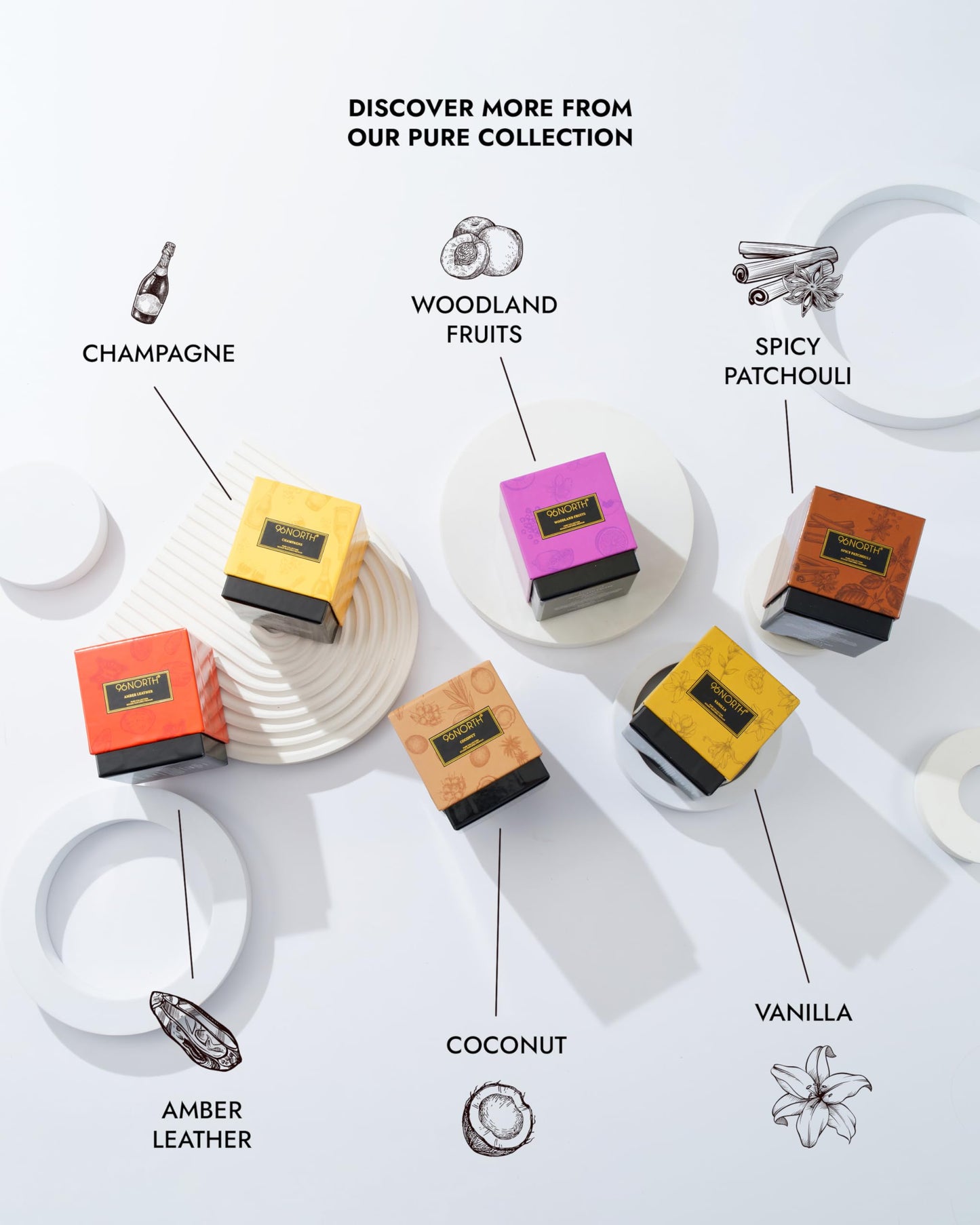 96NORTH | Pure Champagne Candle | 100% Natural Soy Wax | One Wick Jar Candle | Natural Fragrance Technology | Non Toxic | Up to 35 Hours Burning Time | Aromatherapy Gift for Men and Women