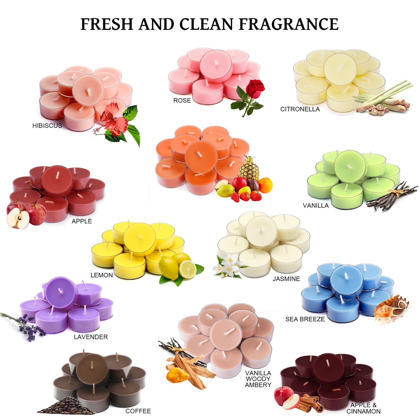 DEYBBY Scented Tealight Candles, Long Lasting Soywax Tea Candle Used for All of Holders|Clear Cup|12 Counts|Up to 4 Hour Burn Time|Fresh Orchard