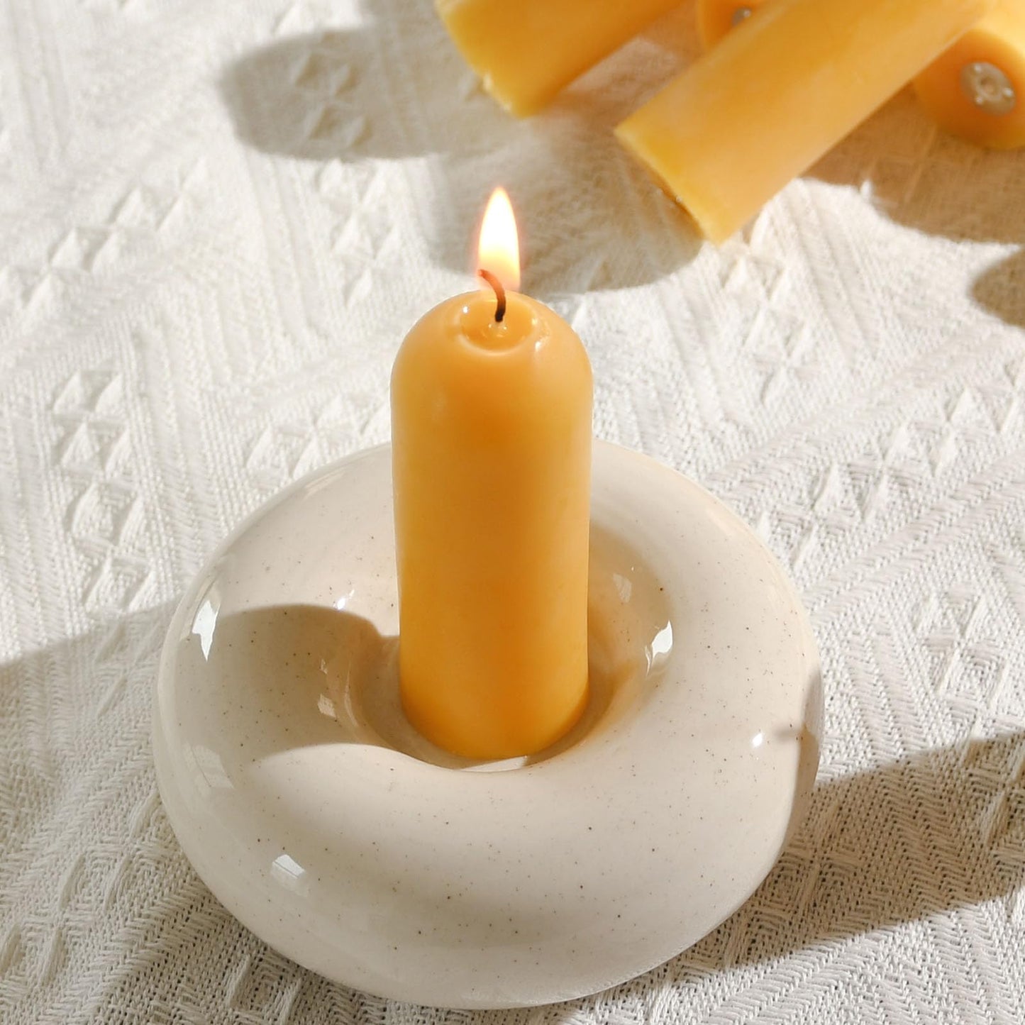 DEYBBY Beeswax Small Pillar Candles 6 Pack - Natural Bees Wax Travel Candles Bulk for Room Decor Blackout Housewarming Gift