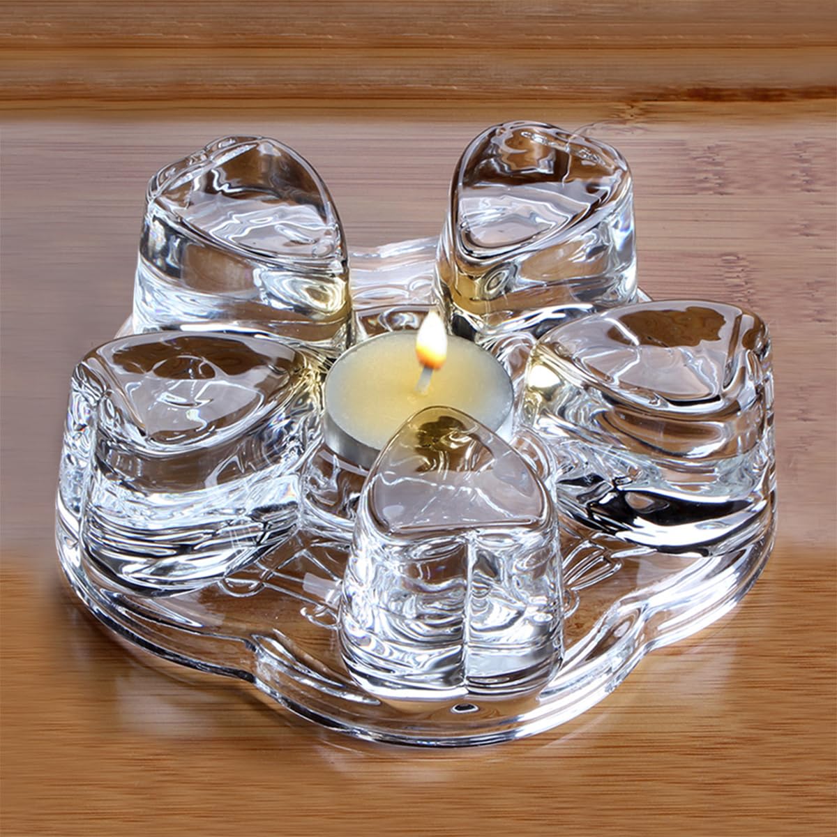 Sun's Tea Universal Solid Crystal Glass Ultra Clear Teapot Warmer | Tea Warmer | Teapot Heating Base | Tealight Warmer- Candle Never Flames Out