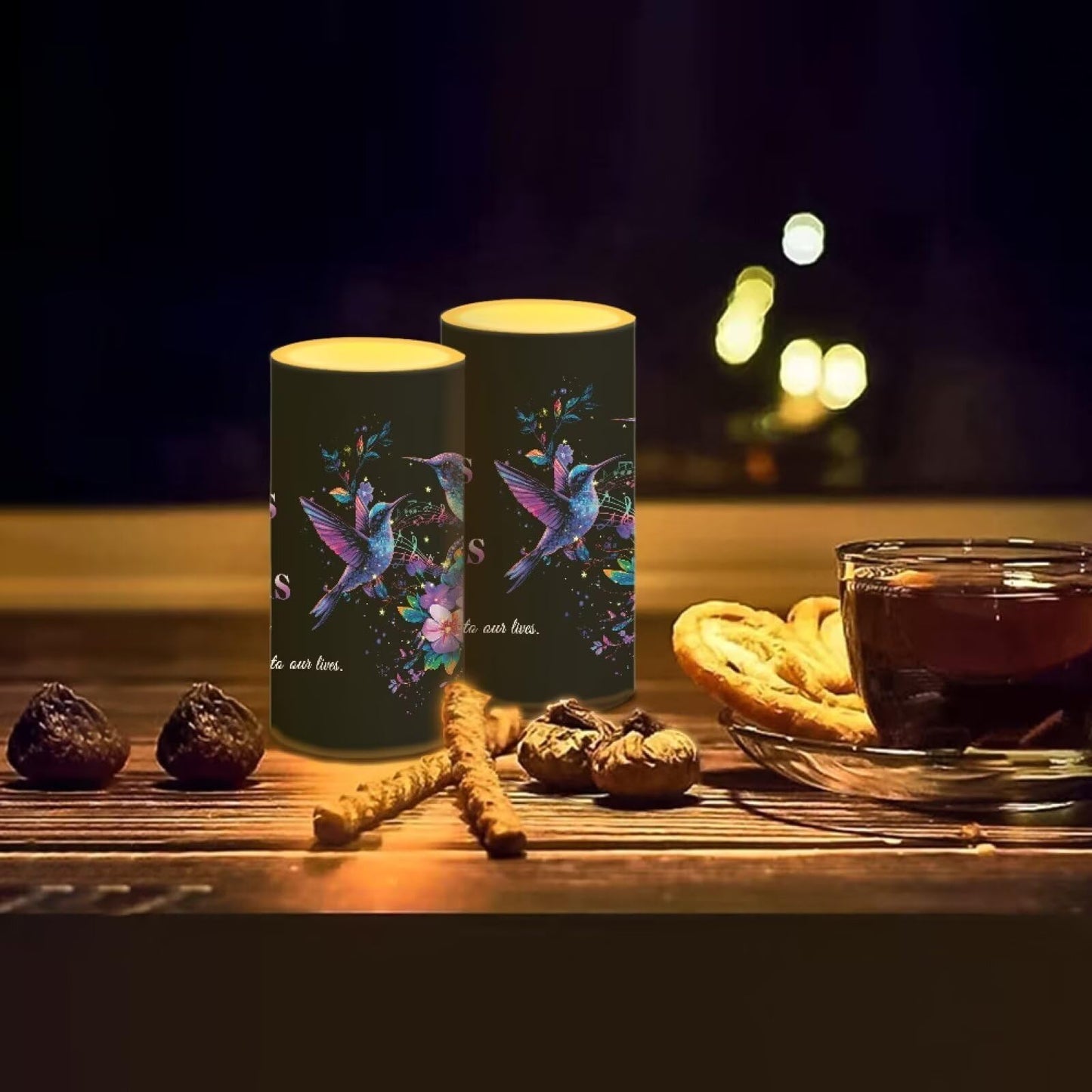 Luarisgur Mothers Day Gifts Flameless Candles with Remote Hummingbirds Floral Note LED Candles Battery Operated Electric Candles Flickering Warm Light for Home Bedroom Living Room Decorations