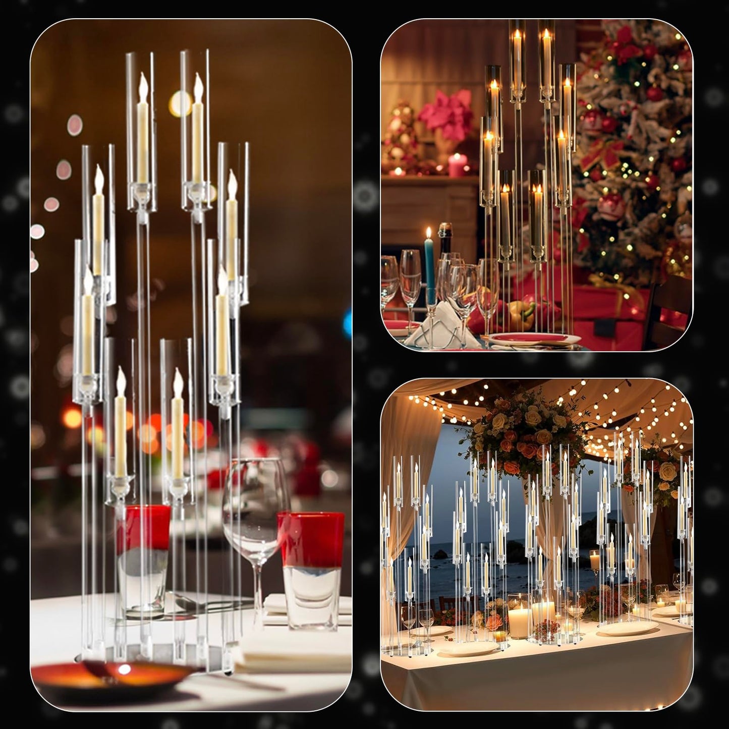 6PCS Clear Candelabra Centerpiece for Wedding,8 Arm Acrylic Candelabra Centerpiece Table 38.5 Tall Floor Candle Holder for Birthday Party Baby Shower Decor candelabros para centros de mesa