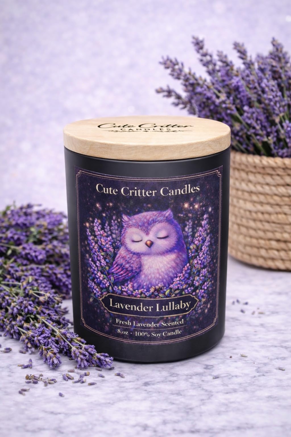 Cute Critter Candles Lavender Lullaby- 8 oz Soy Candle- Lavender Scented