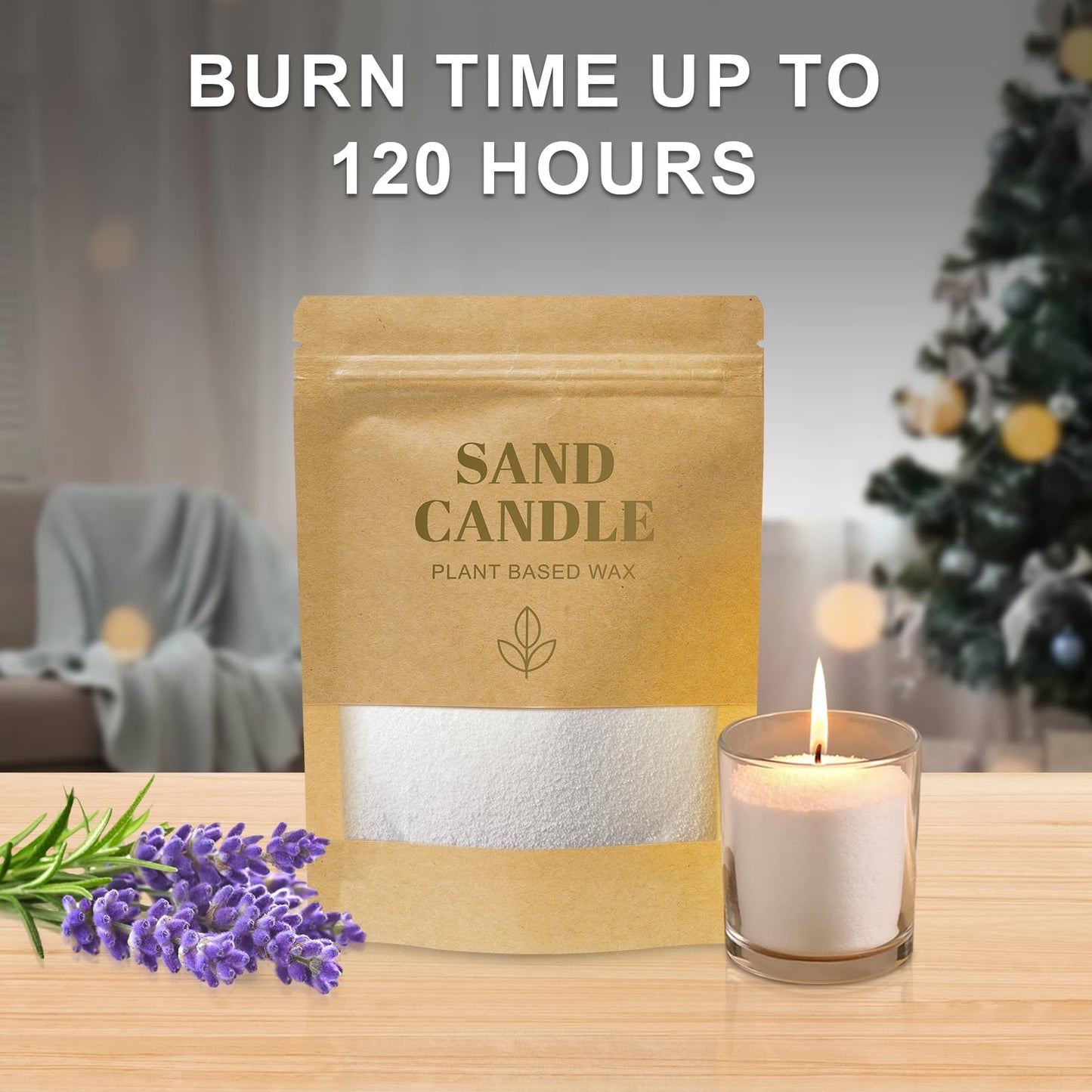 Scented Candle Sand – Sandalwood Bamboo Bloom | 17.6oz Plant Wax Granules with 20 Candle Wicks | Elegant Botanical Scent, Clean-Burn, Tranquil & Sophisticated Atmosphere