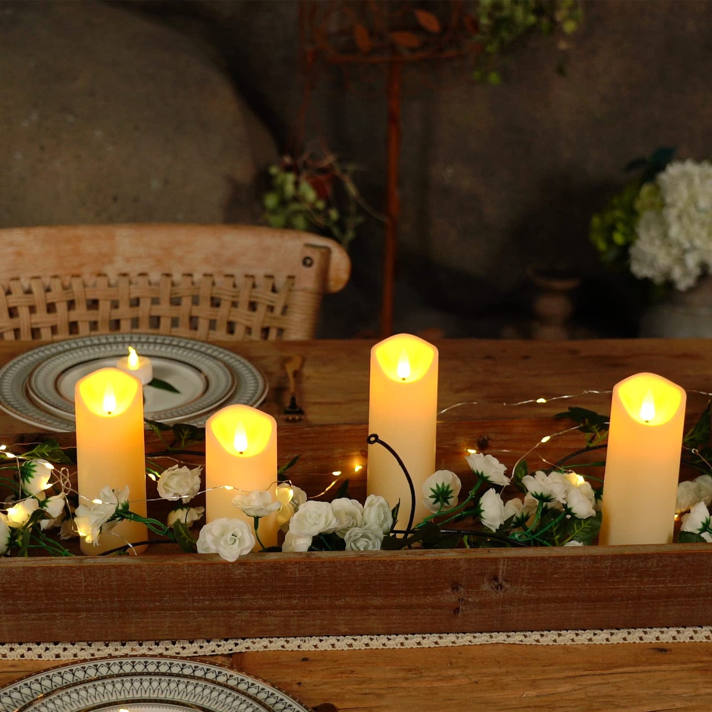 Homemory Flameless Candles, LED Battery Operated with Remote Timers, Electric Fake, Made of Frosted Plastic, Won't Melt, Ivory, Set of 9
