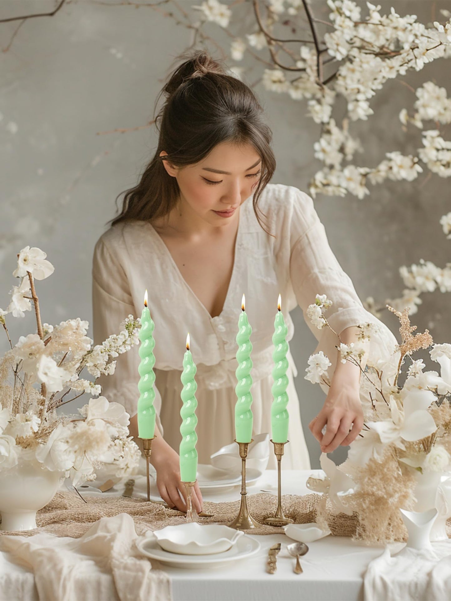 LPUSA Short Taper Candle Blue Spiral Candlestick Short Tapered Candles Twisted Candlesticks for Table Decor Housewarming Gift Idea-7.5inch,4pcs(babybule)