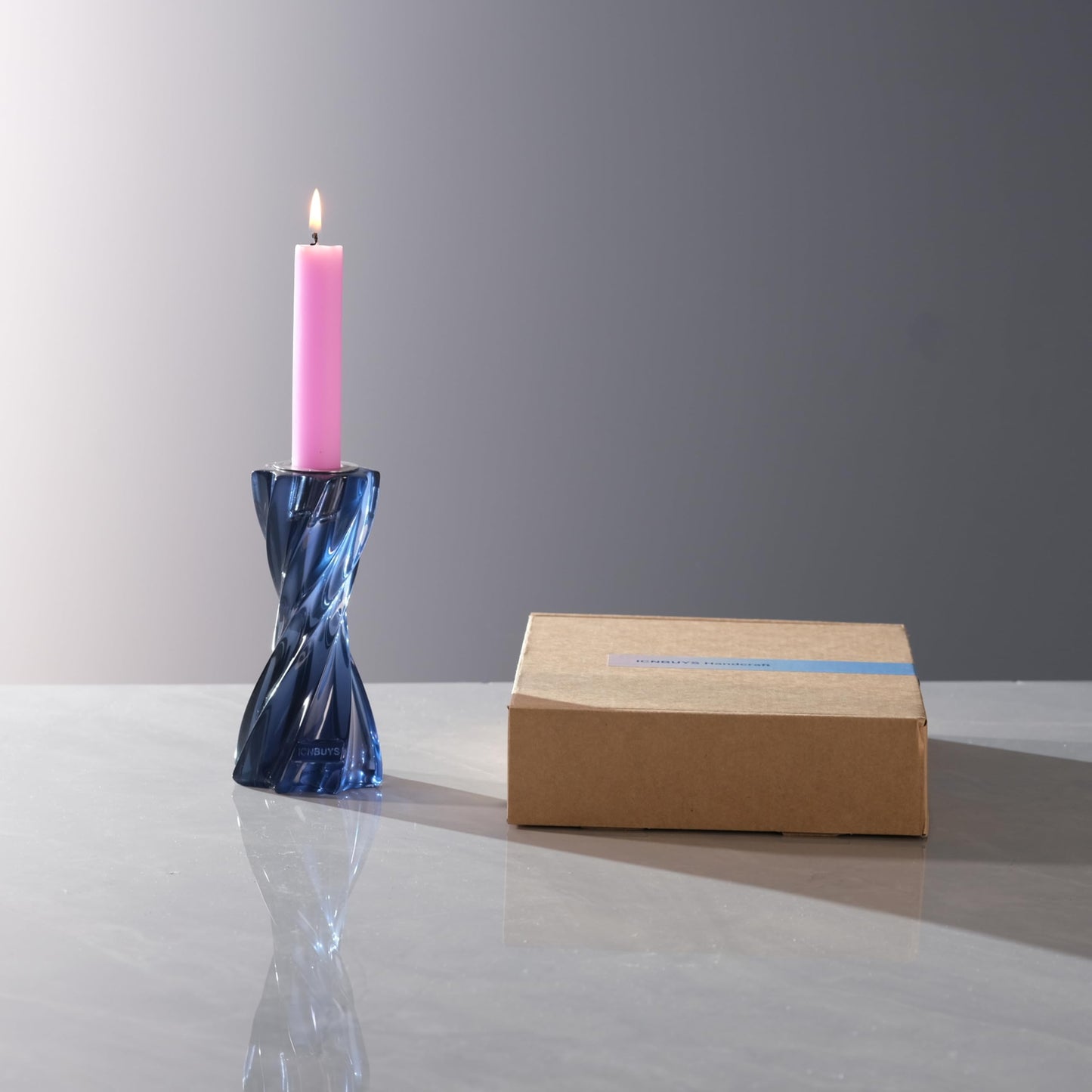 ICNBUYS Twizzle Twist Candle Holder, Decorative Candle Holder for Table Display, Romantic Decoration, Unique Home Décor Aesthetic, Housewarming Gift, Candle Stand Height 5.7 inches Black Blue - Resin