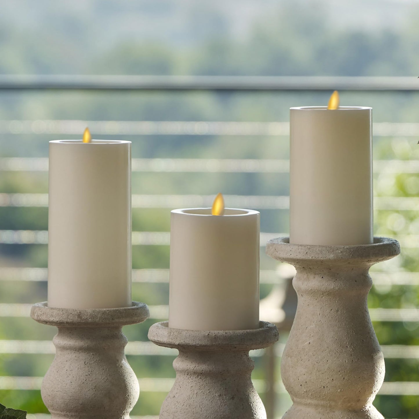 Luminara - Flameless LED Battery Operated Flickering Pillar Candles - Pearl Ivory - Pack of 1-3x5.5 - Realistic Moving Flame Real Wax Indoor/Outdoor