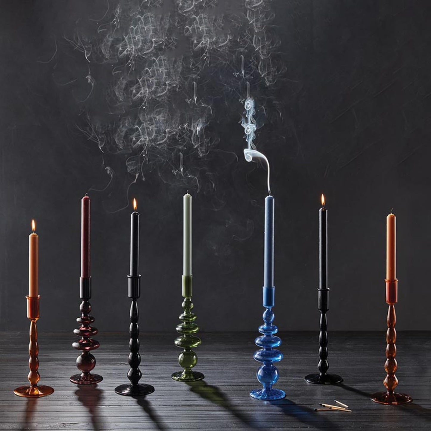 47th & Main Holder for Taper Candle Glass Candlestick Candleholder, 10-Inches High, Plum